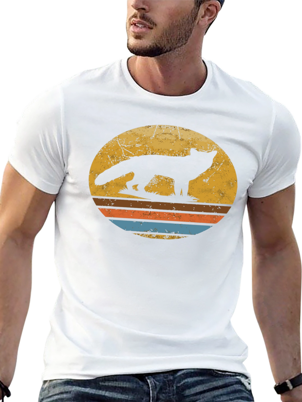 Retro Fox Silhouette Graphic T-Shirt