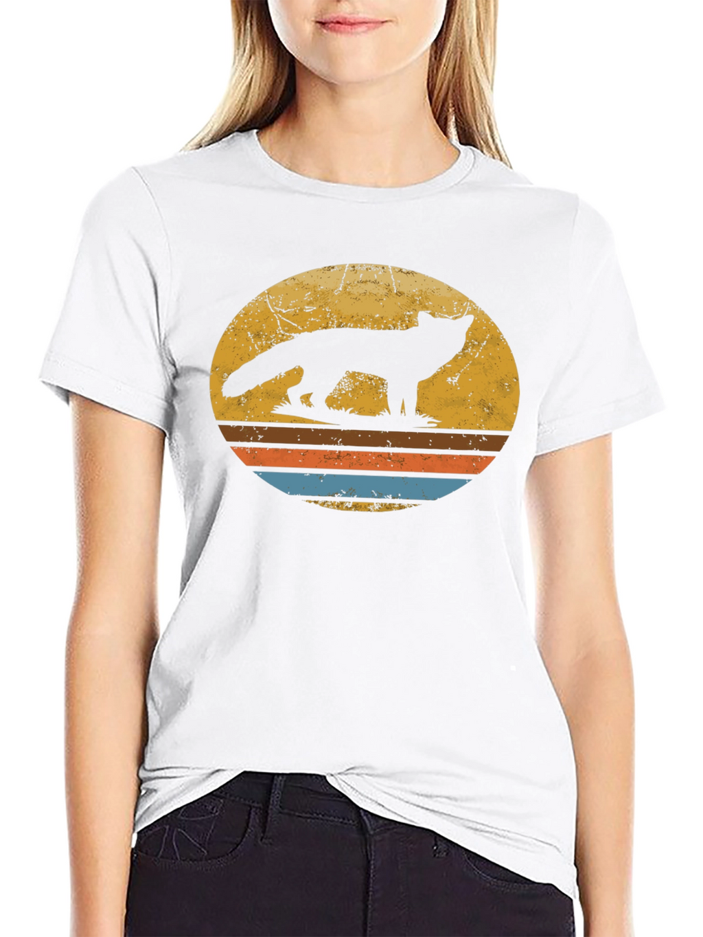 Retro Fox Silhouette Graphic T-Shirt