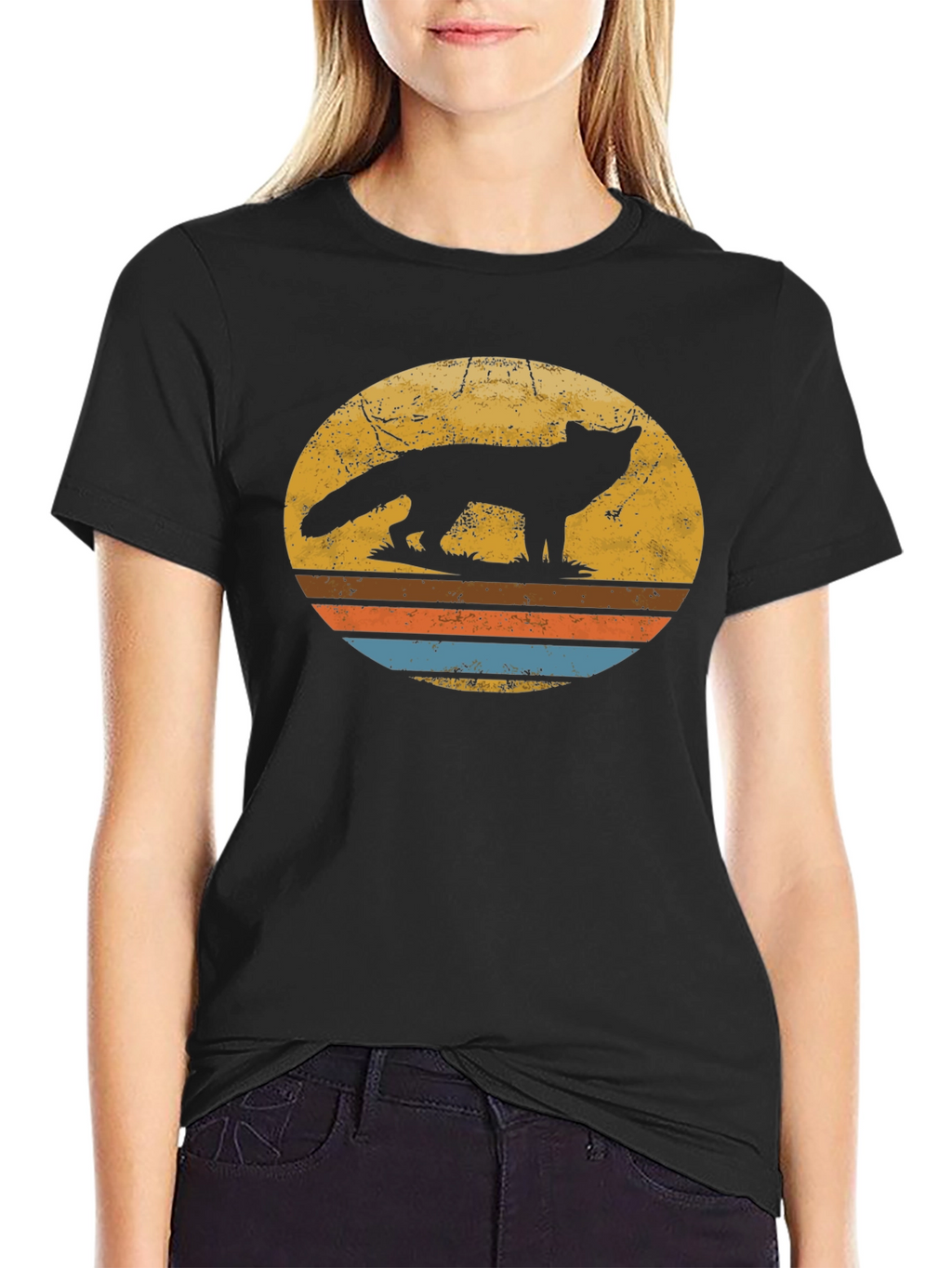 Retro Fox Silhouette Graphic T-Shirt