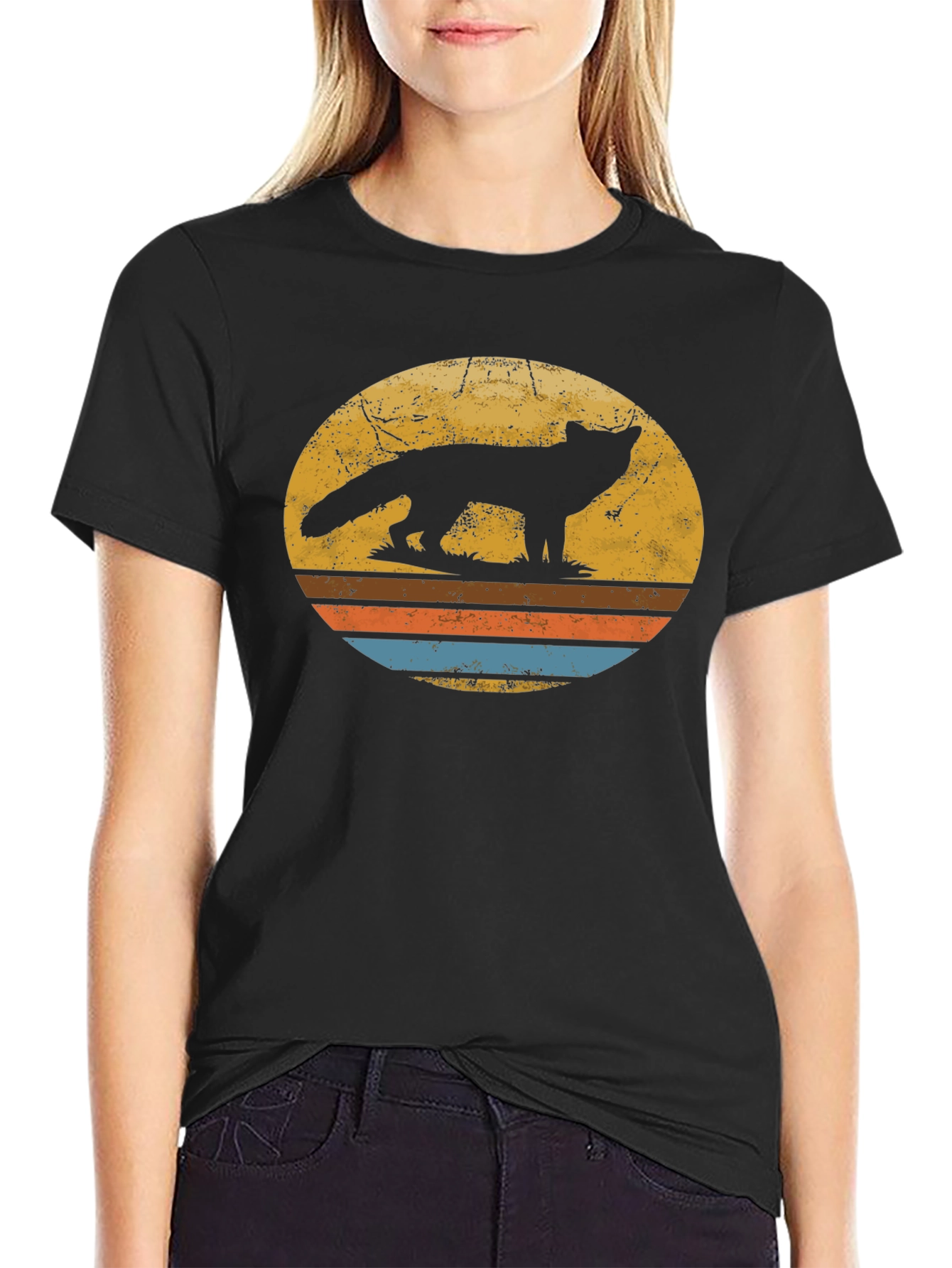 Retro Fox Silhouette Graphic T-Shirt