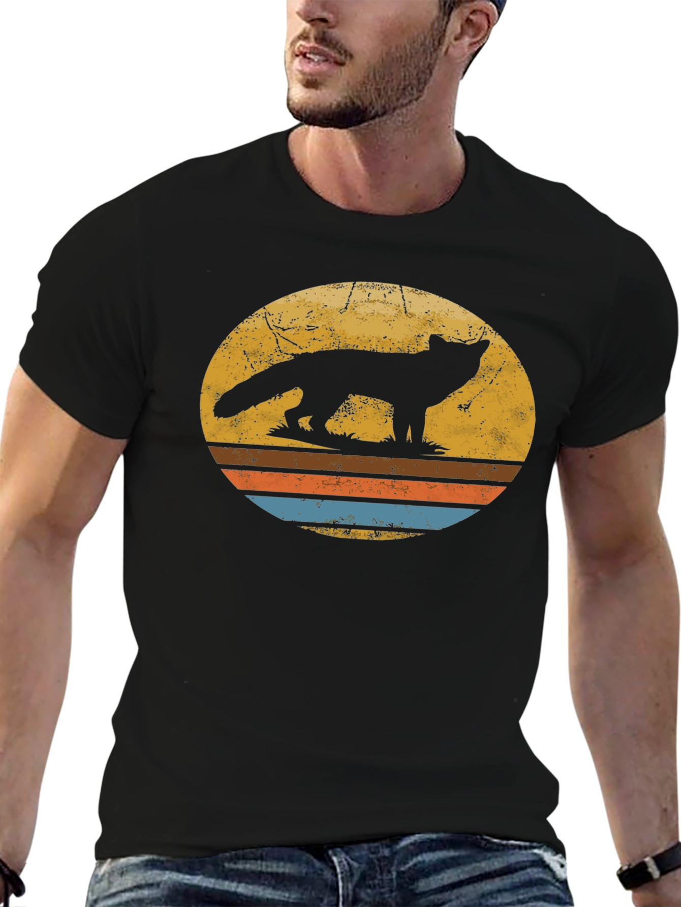 Retro Fox Silhouette Graphic T-Shirt