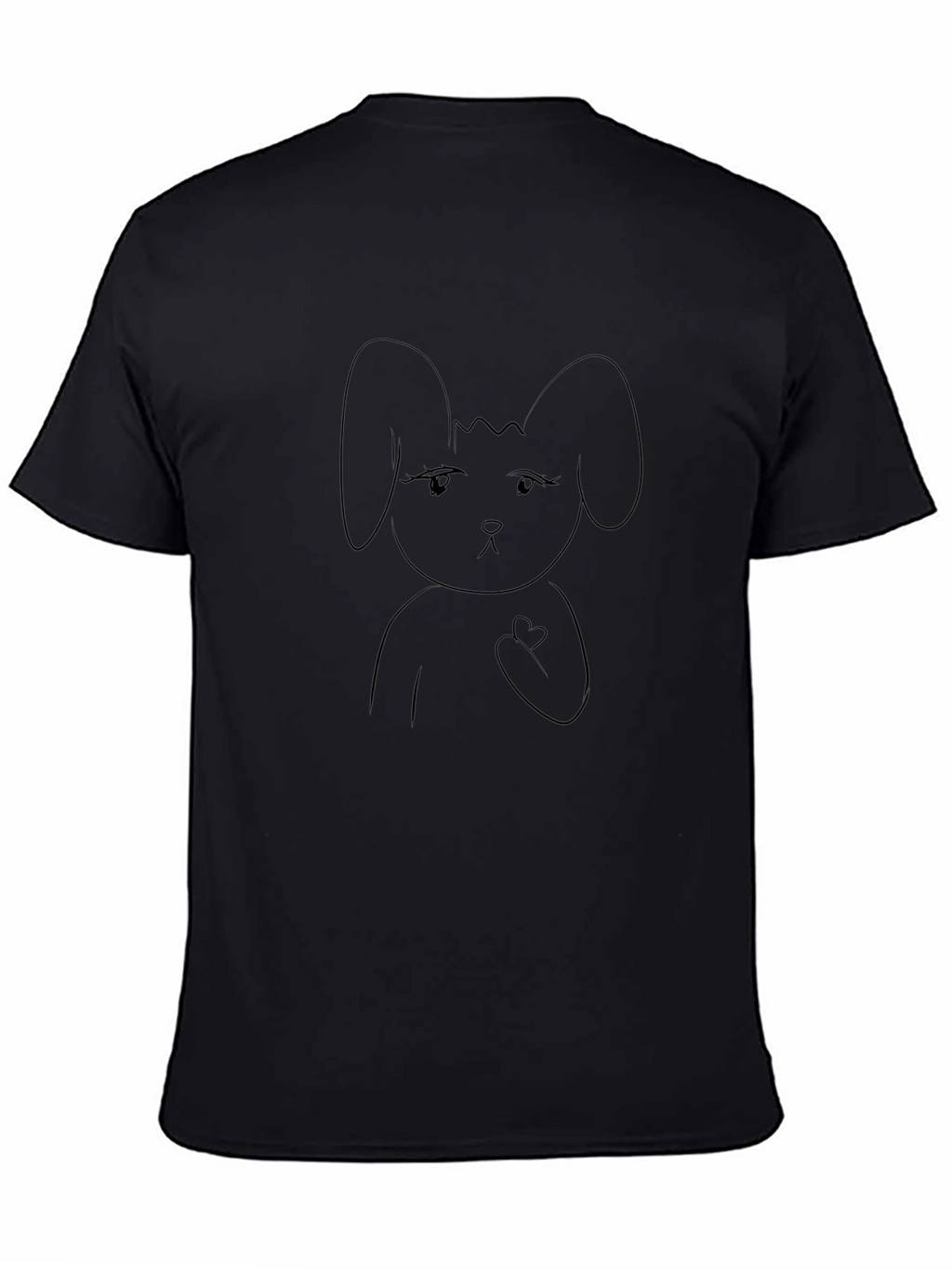 Black T-Shirt with Bunny Graphic