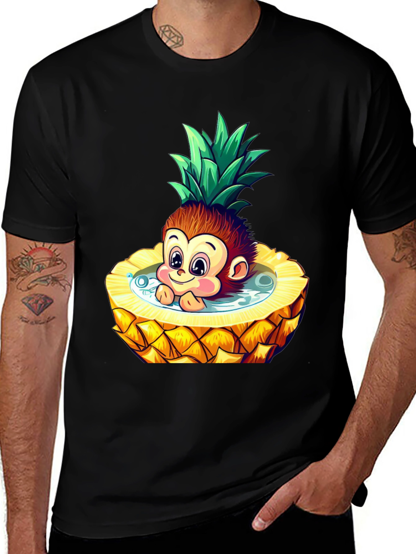 Fun Monkey Pineapple Cartoon T-Shirt