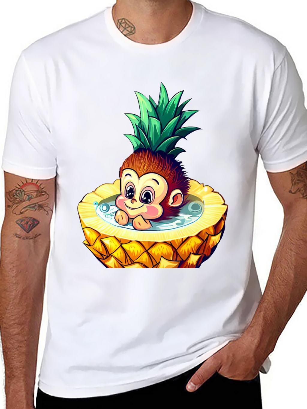 Fun Monkey Pineapple Cartoon T-Shirt