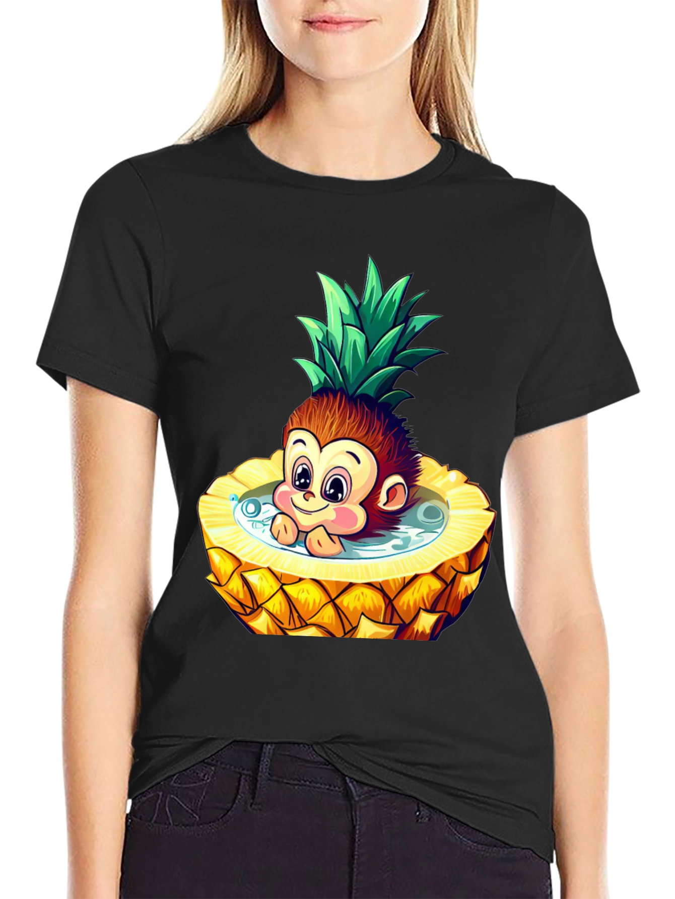 Fun Monkey Pineapple Cartoon T-Shirt