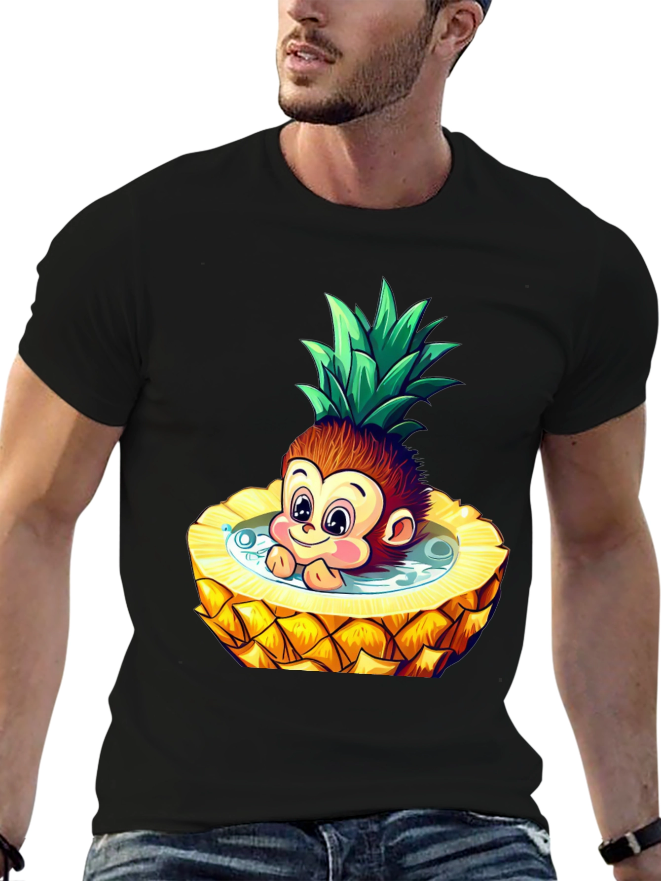 Fun Monkey Pineapple Cartoon T-Shirt