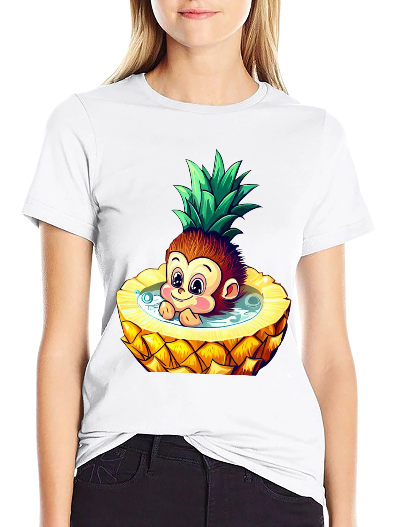 Fun Monkey Pineapple Cartoon T-Shirt