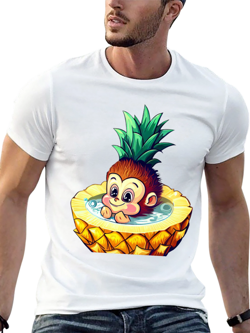 Fun Monkey Pineapple Cartoon T-Shirt