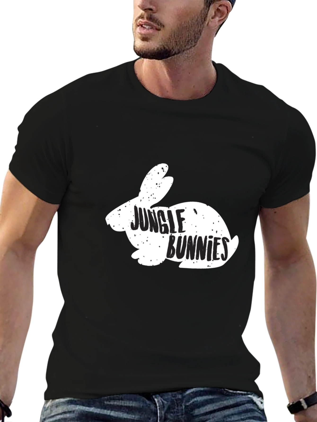 Jungle Bunnies Graphic Tee - Black Cotton T-Shirt