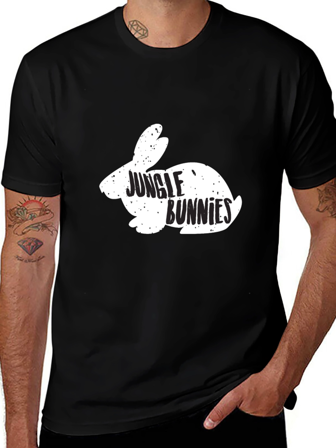 Jungle Bunnies Graphic Tee - Black Cotton T-Shirt