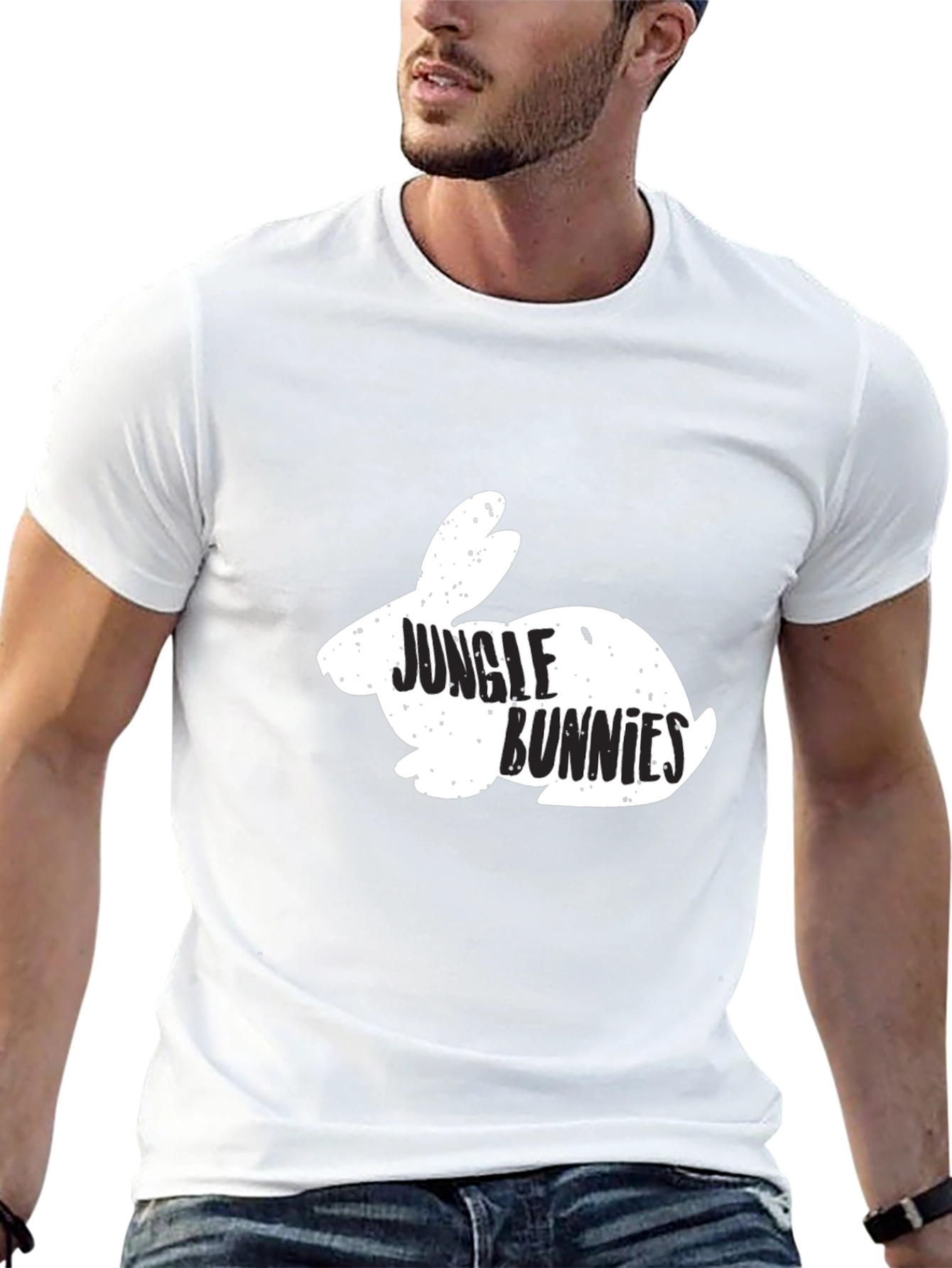 Jungle Bunnies Graphic Tee - Black Cotton T-Shirt
