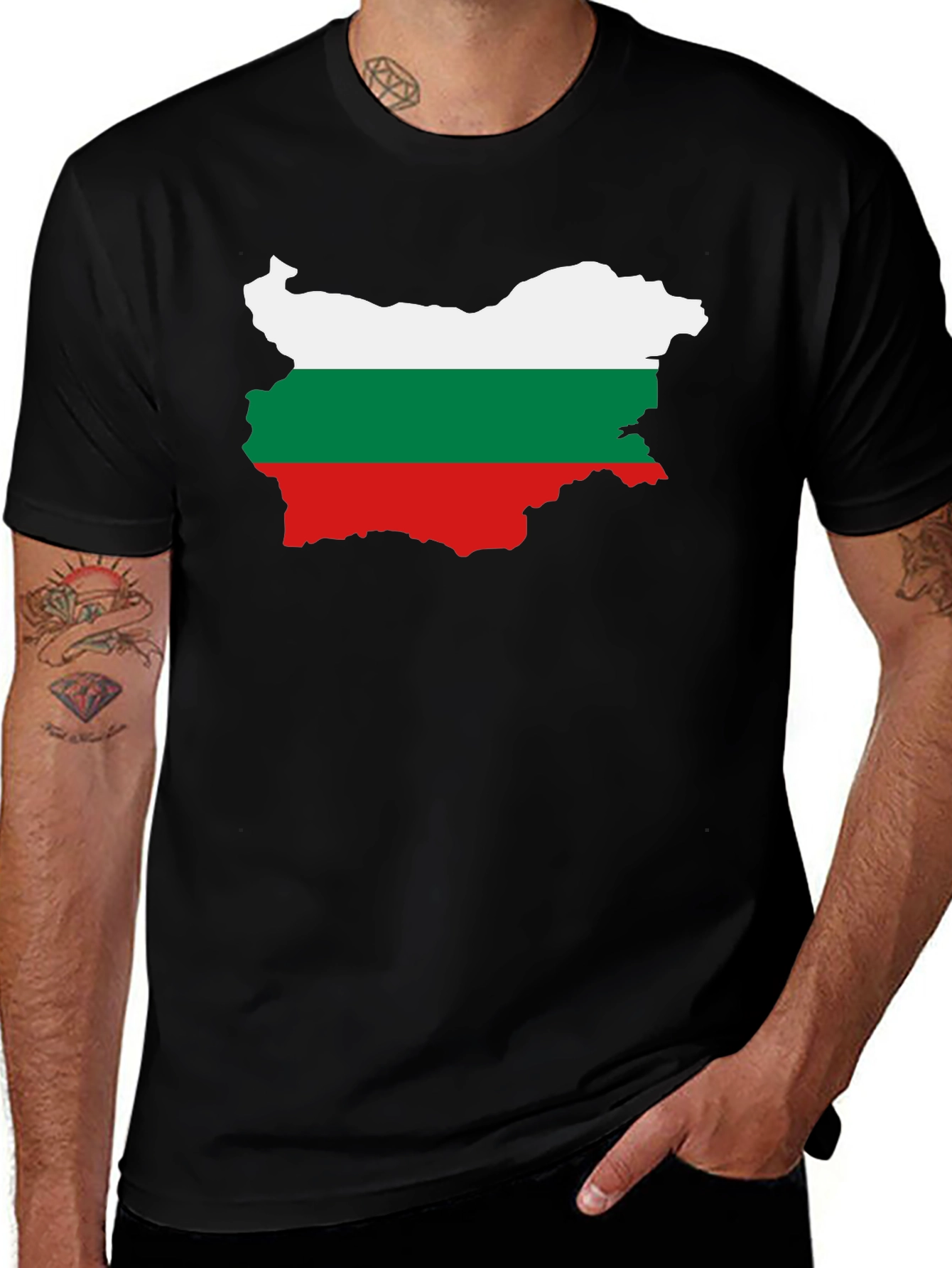 Bulgaria Flag T-Shirt - Black Cotton Tee
