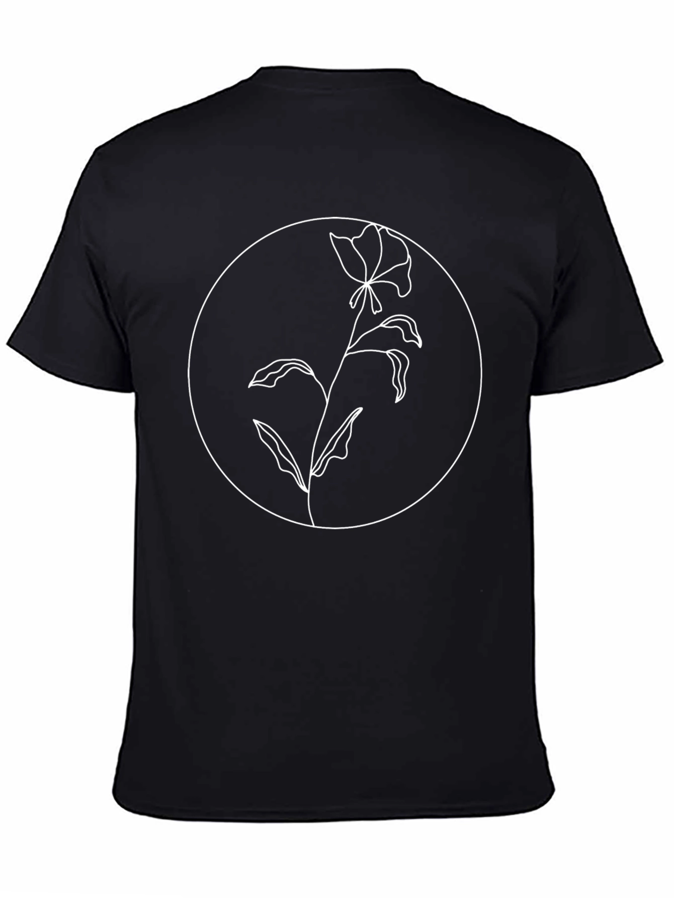 Minimalist Flower Graphic Black T-Shirt