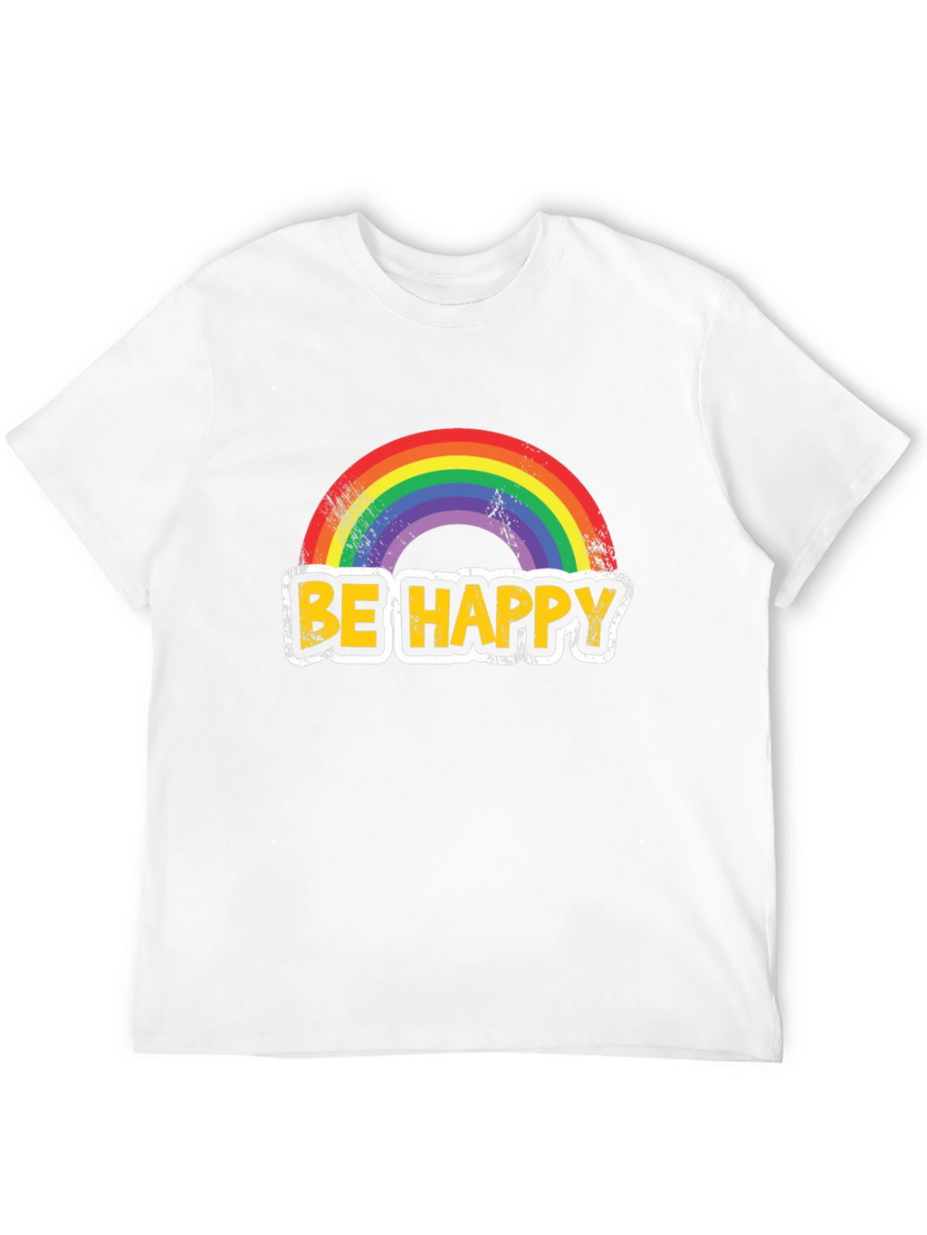 Be Happy Rainbow Graphic T-Shirt - Mens Black Tee