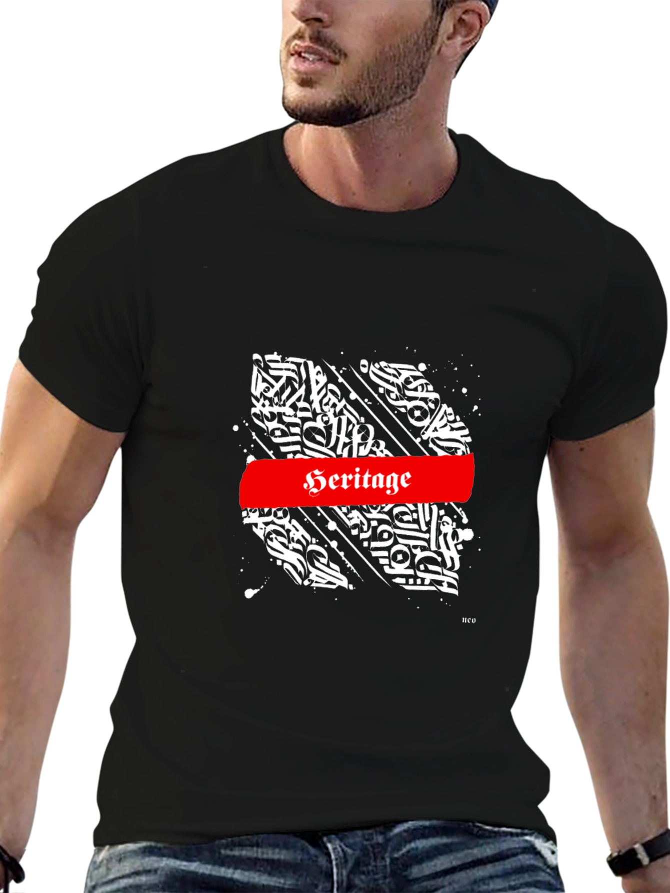 Heritage Graphic Tee - Black Cotton T-Shirt