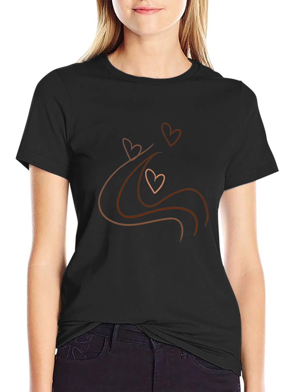 Heart Wave Graphic Black T-Shirt