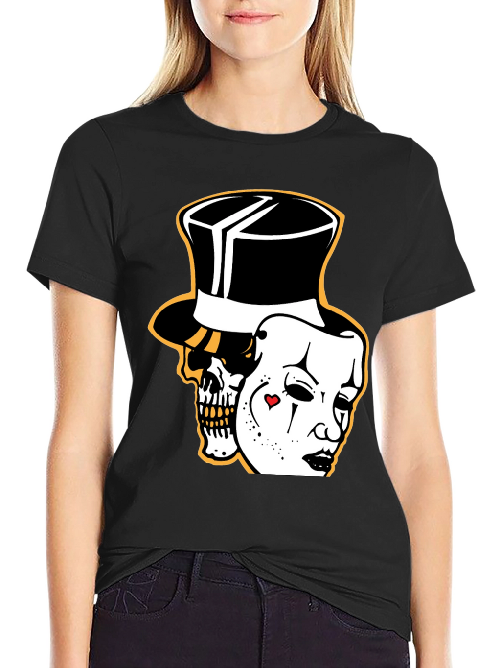 Skull Mask Graphic Tee - Stylish Black Cotton T-Shirt