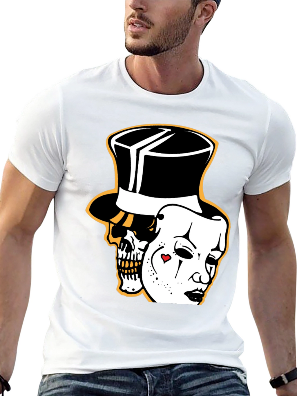 Skull Mask Graphic Tee - Stylish Black Cotton T-Shirt