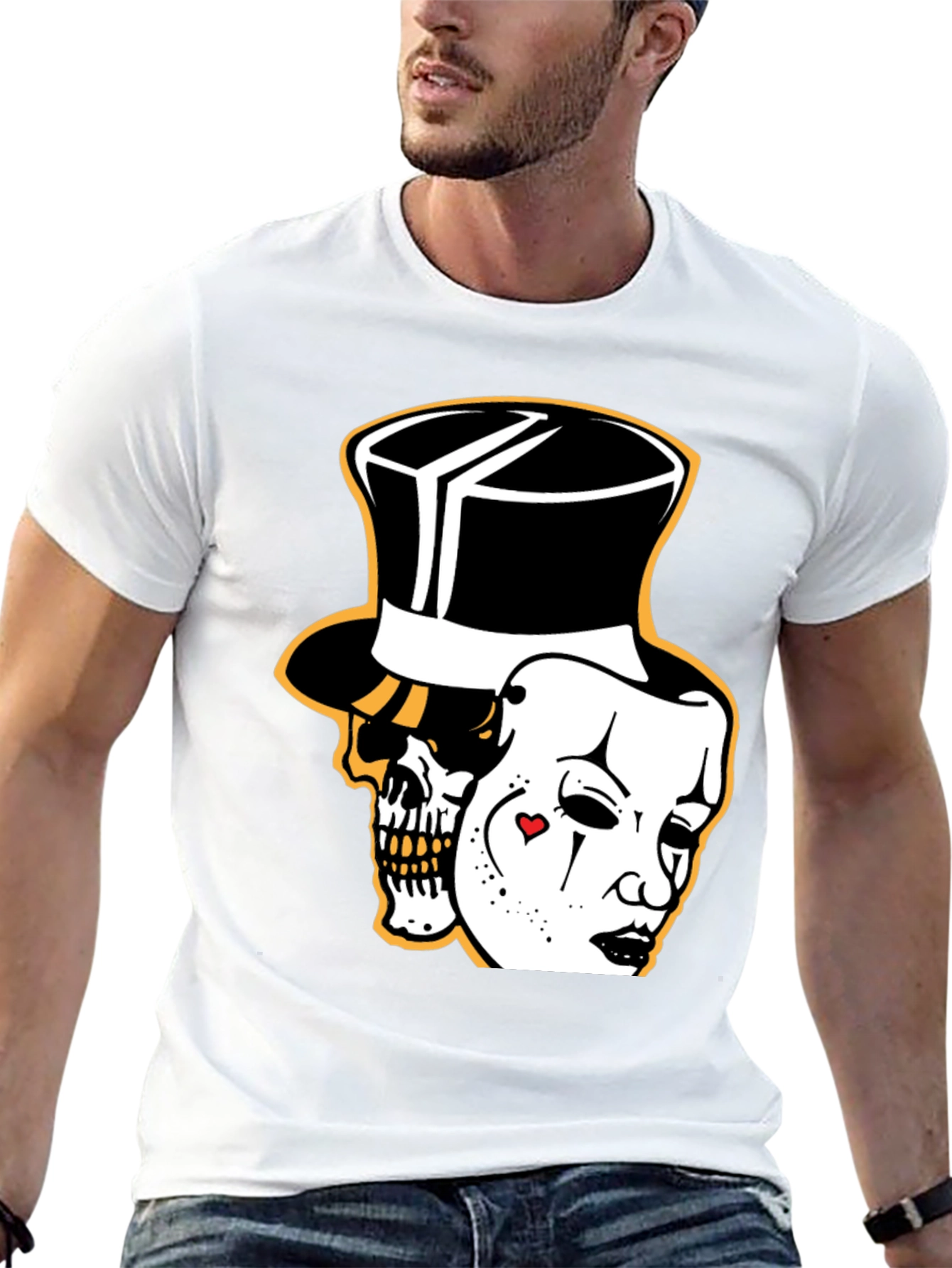 Skull Mask Graphic Tee - Stylish Black Cotton T-Shirt