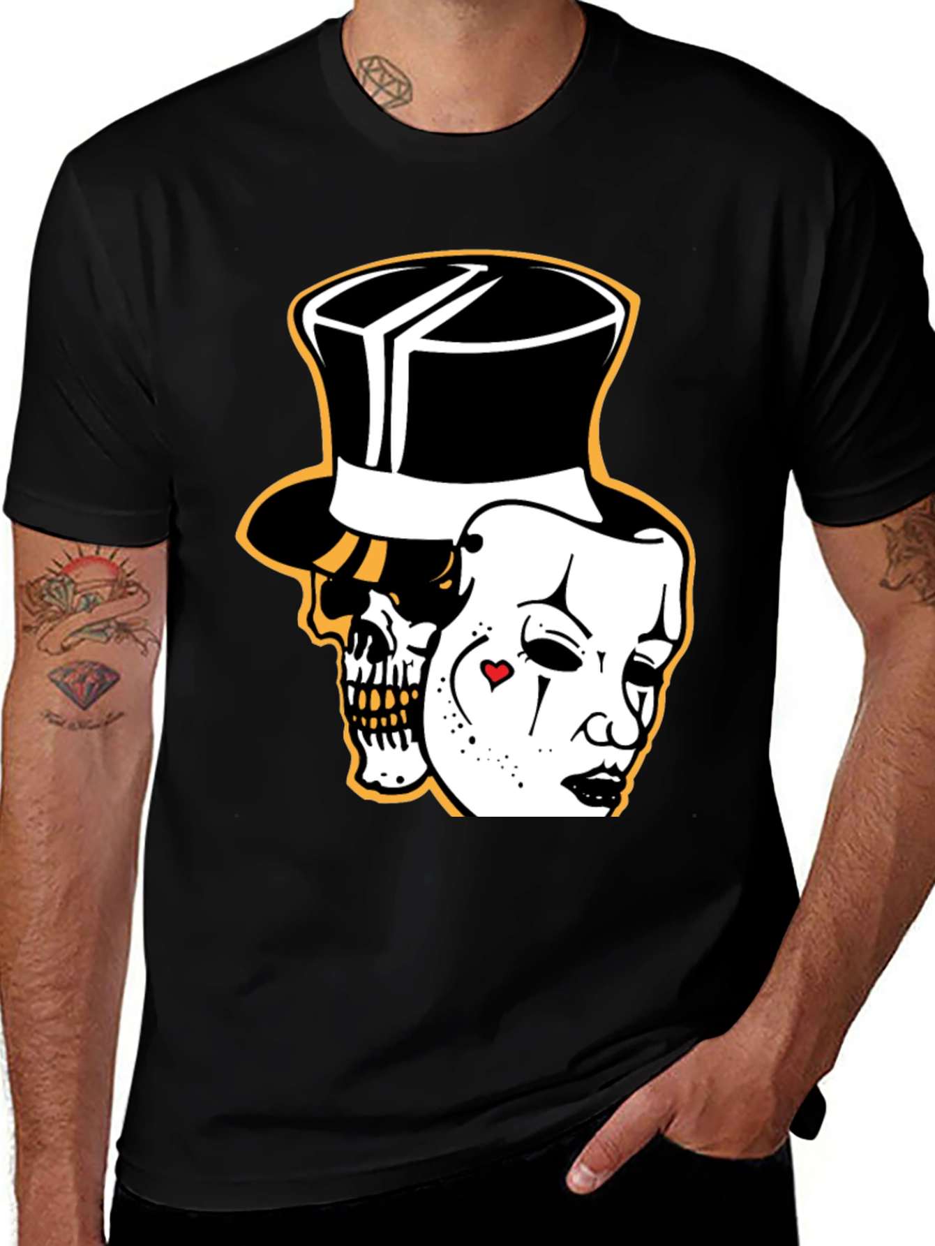 Skull Mask Graphic Tee - Stylish Black Cotton T-Shirt