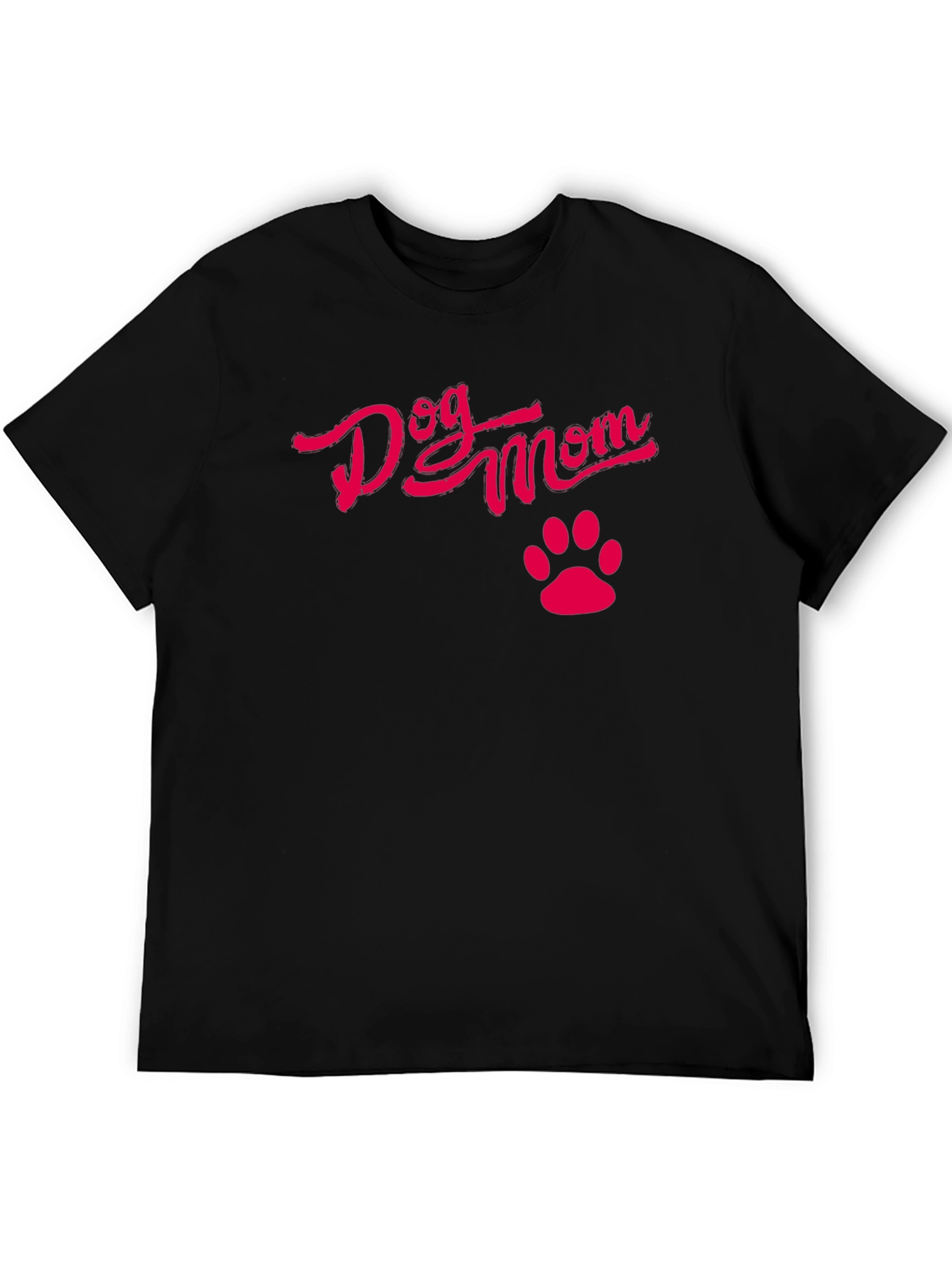 Dog Mom Black T-Shirt with Pink Paw Print