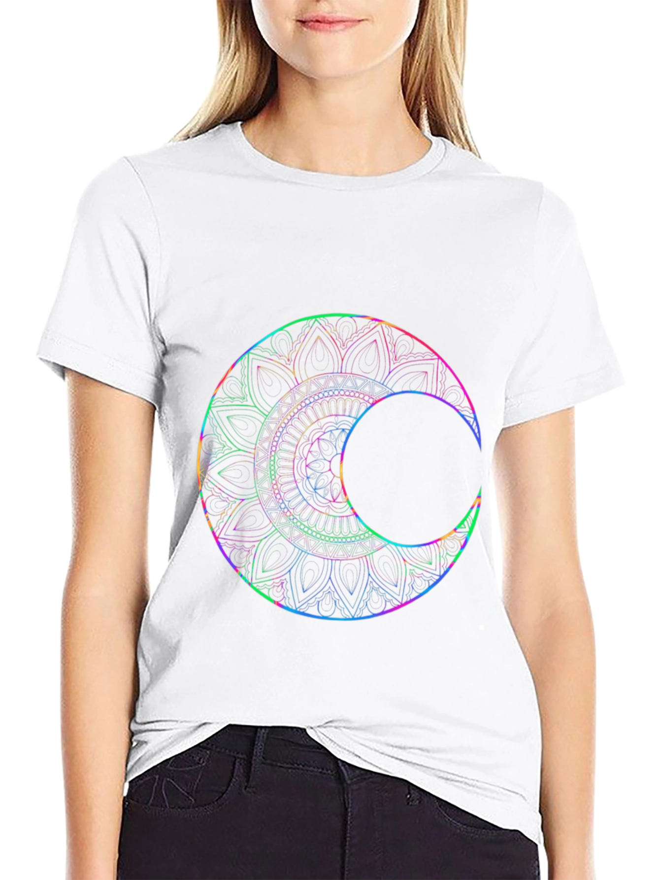 Lunar Mandala T-Shirt - Black Graphic Tee