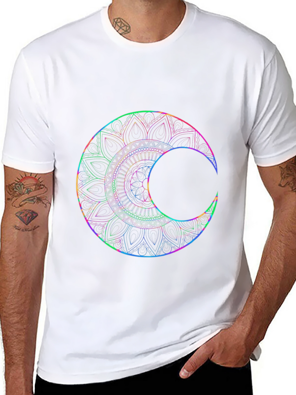 Lunar Mandala T-Shirt - Black Graphic Tee