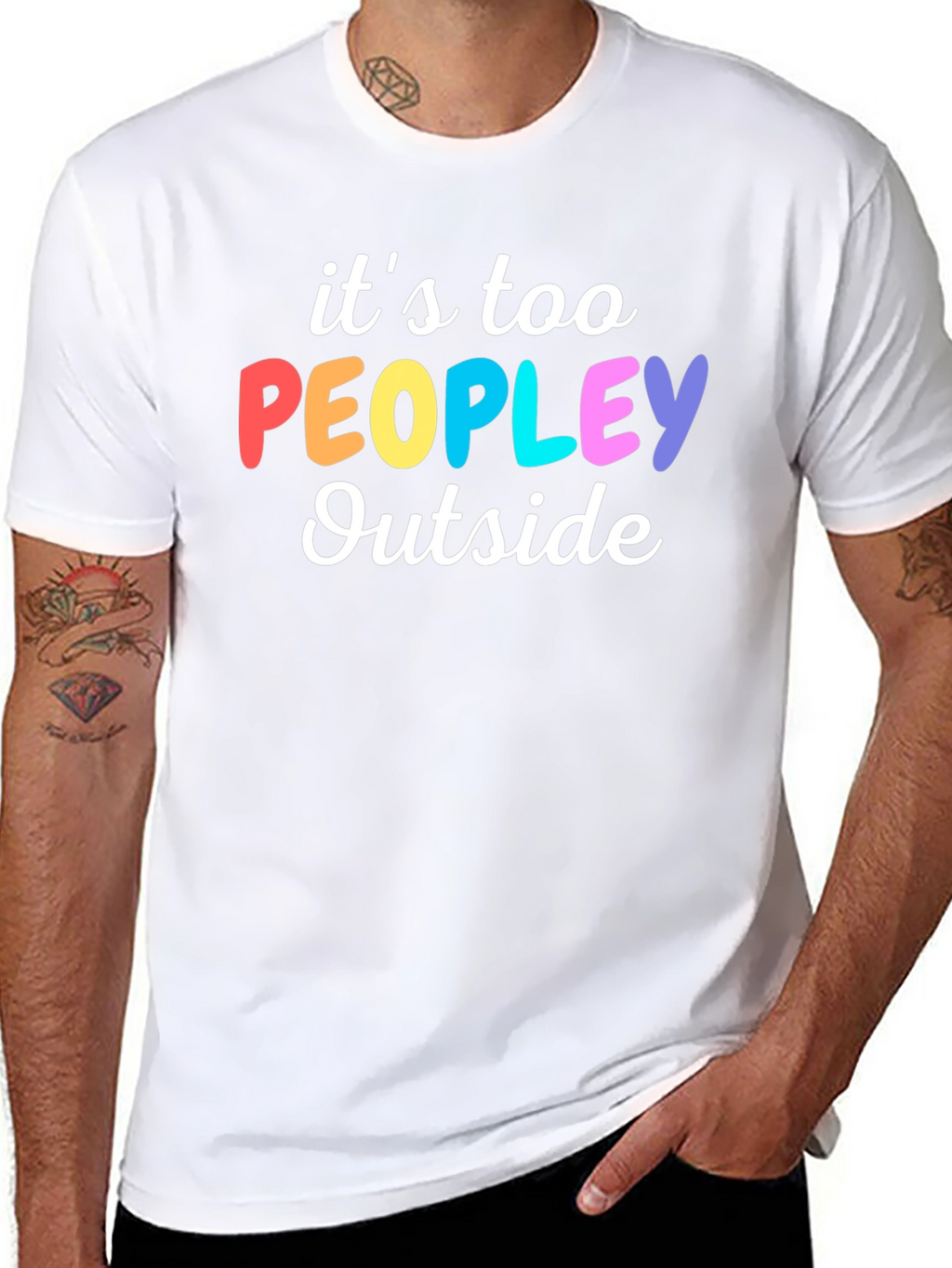 Introvert Humor Tee: Its Too Peopley Outside T-Shirt