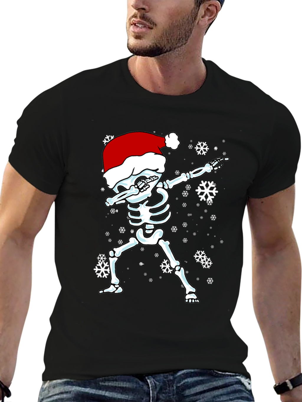 Dabbing Skeleton Santa Hat T-Shirt