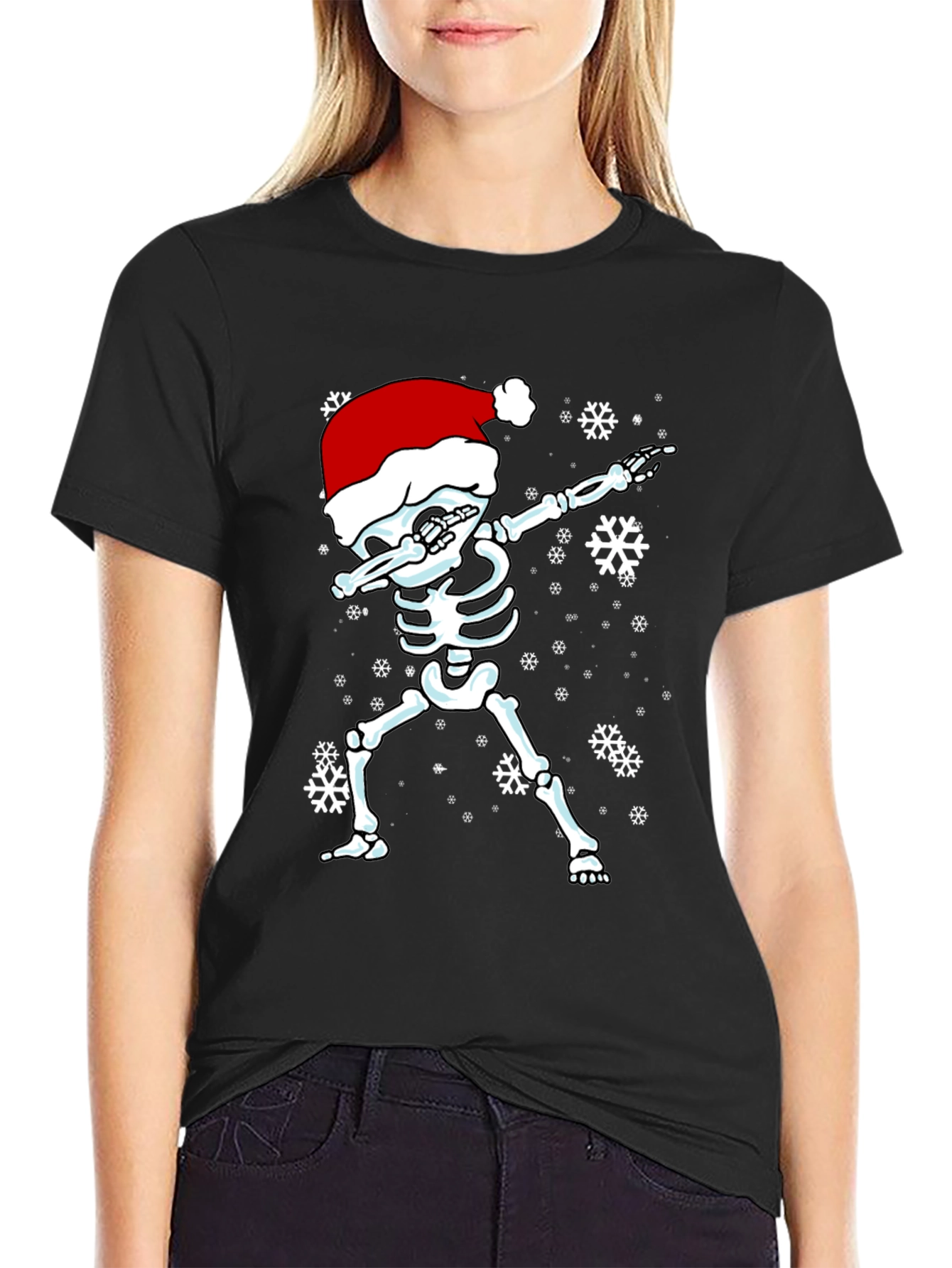 Dabbing Skeleton Santa Hat T-Shirt
