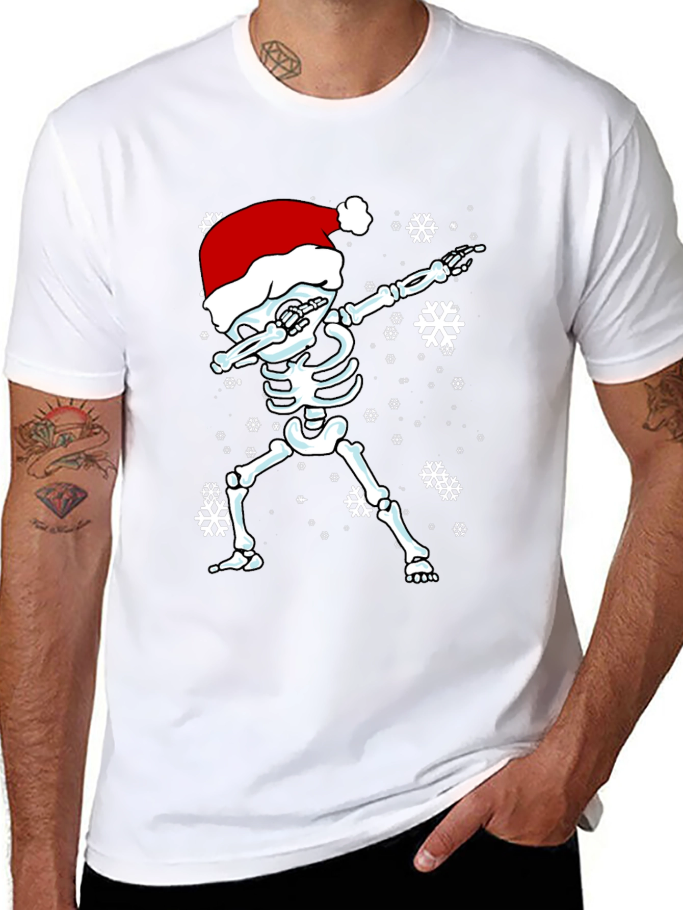 Dabbing Skeleton Santa Hat T-Shirt