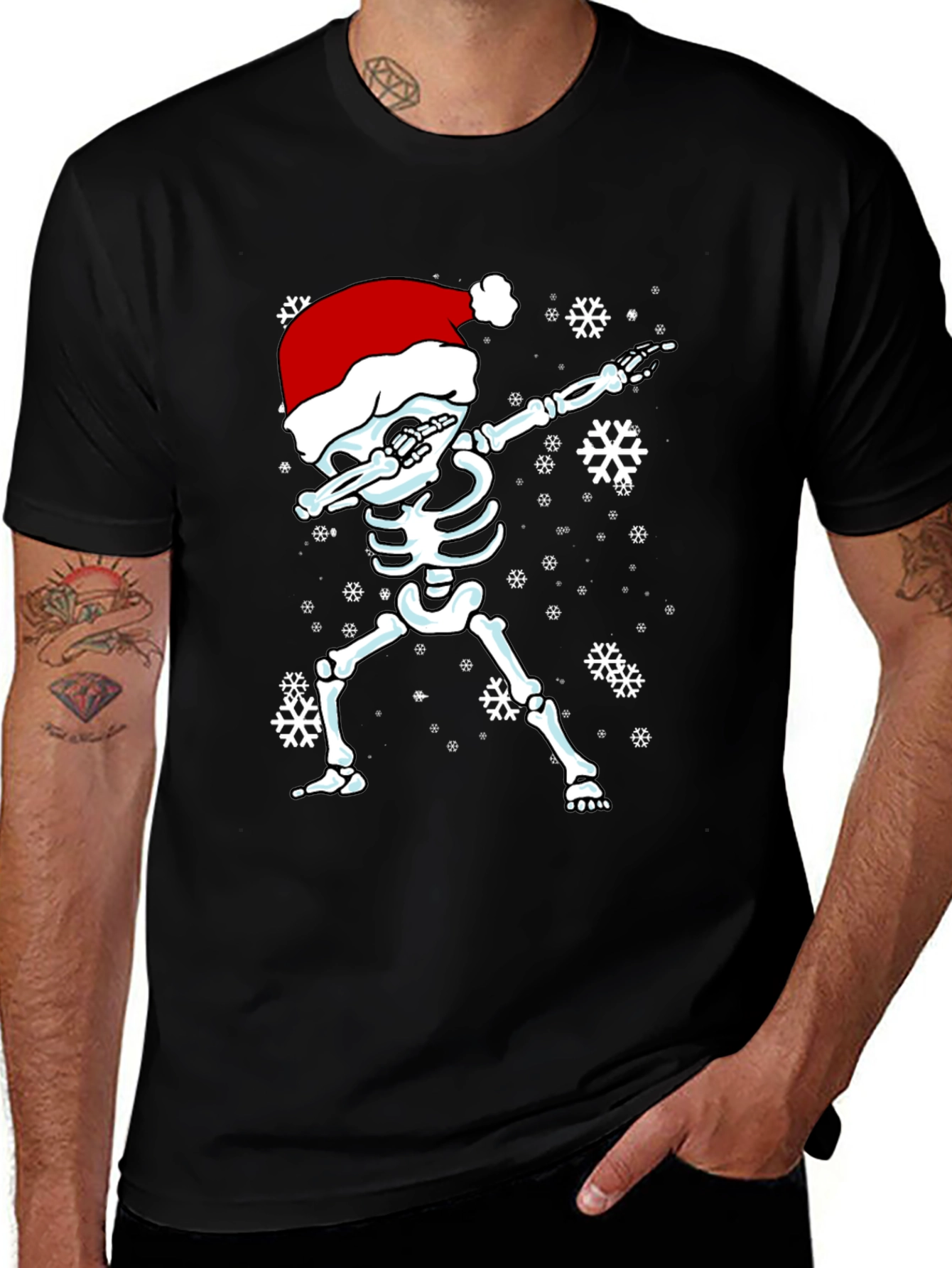 Dabbing Skeleton Santa Hat T-Shirt