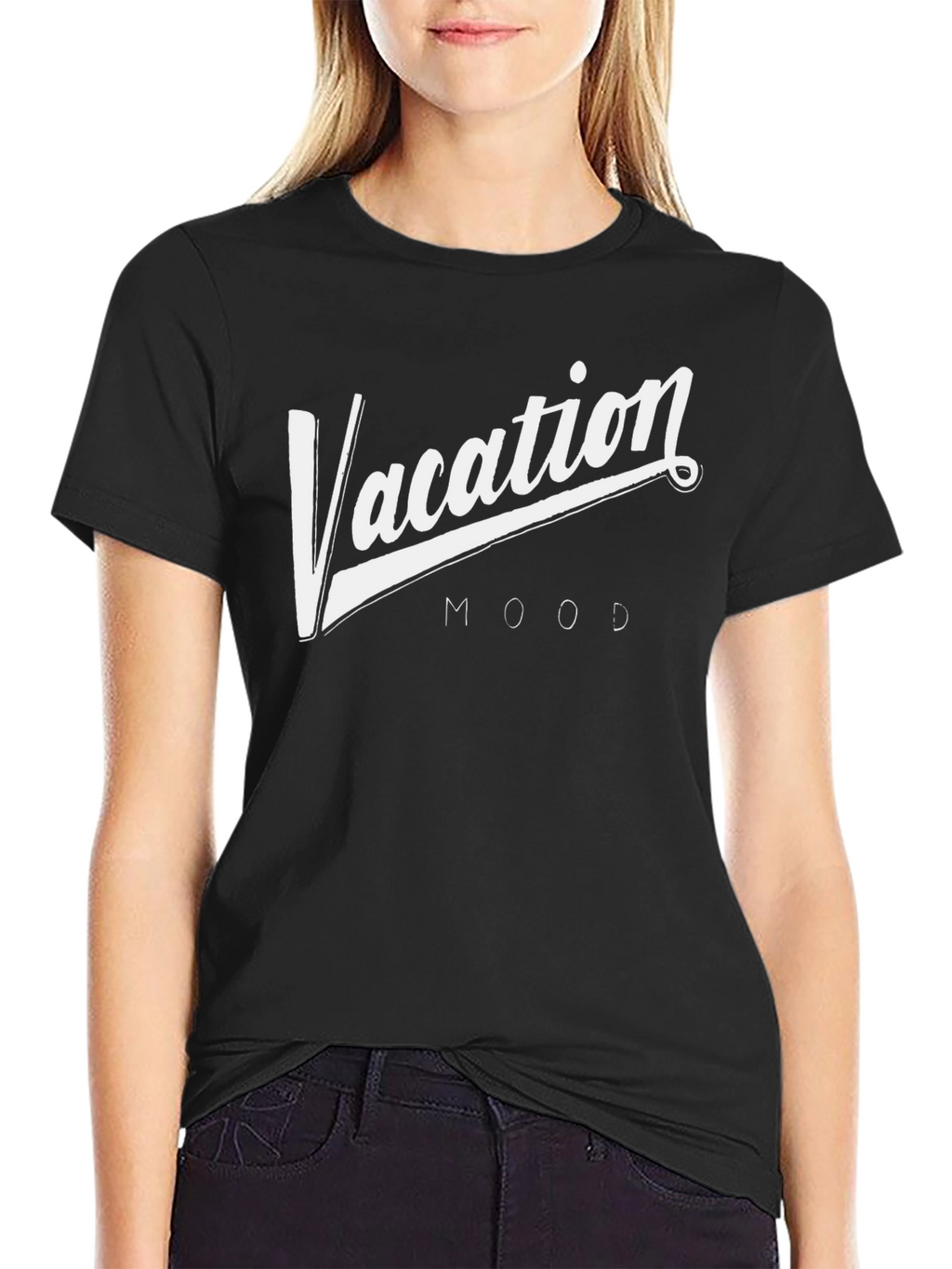 Vacation Mood Graphic Tee - Stylish Black T-Shirt