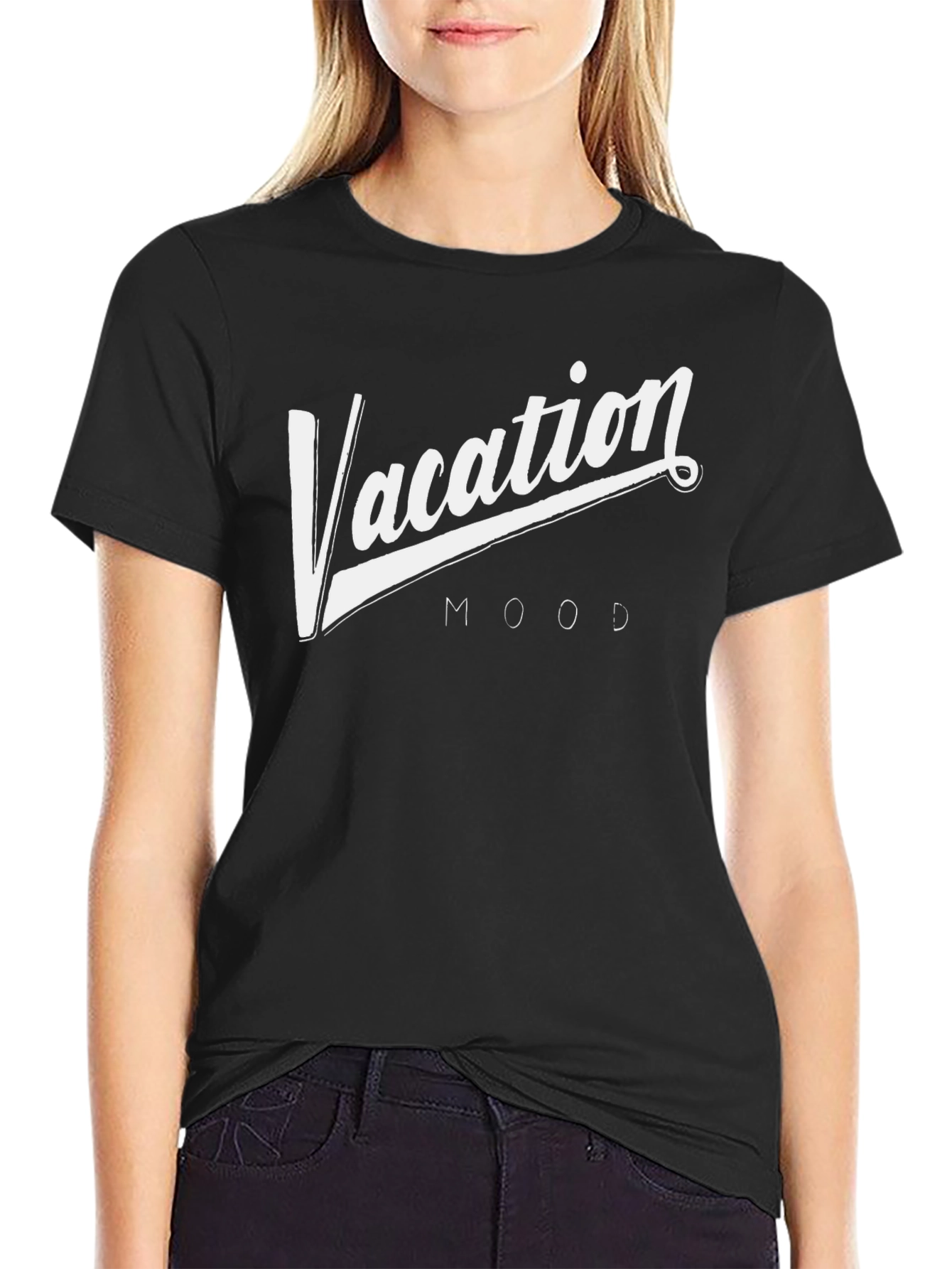 Vacation Mood Graphic Tee - Stylish Black T-Shirt