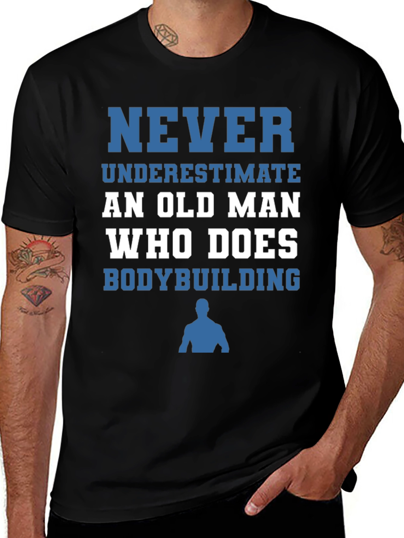 Never Underestimate Old Man Bodybuilding T-Shirt