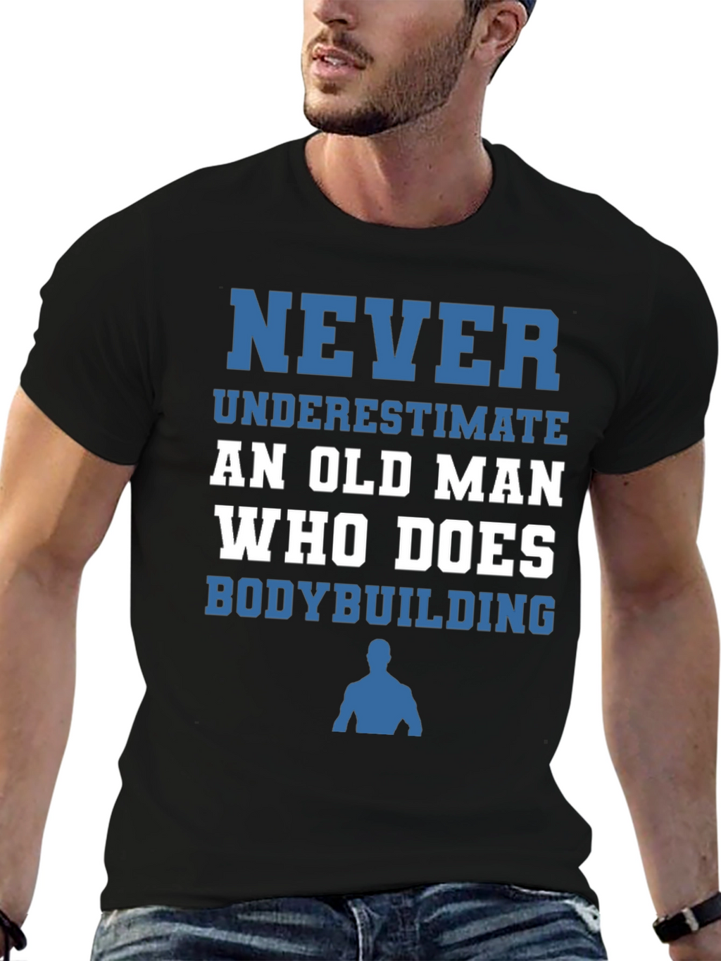 Never Underestimate Old Man Bodybuilding T-Shirt