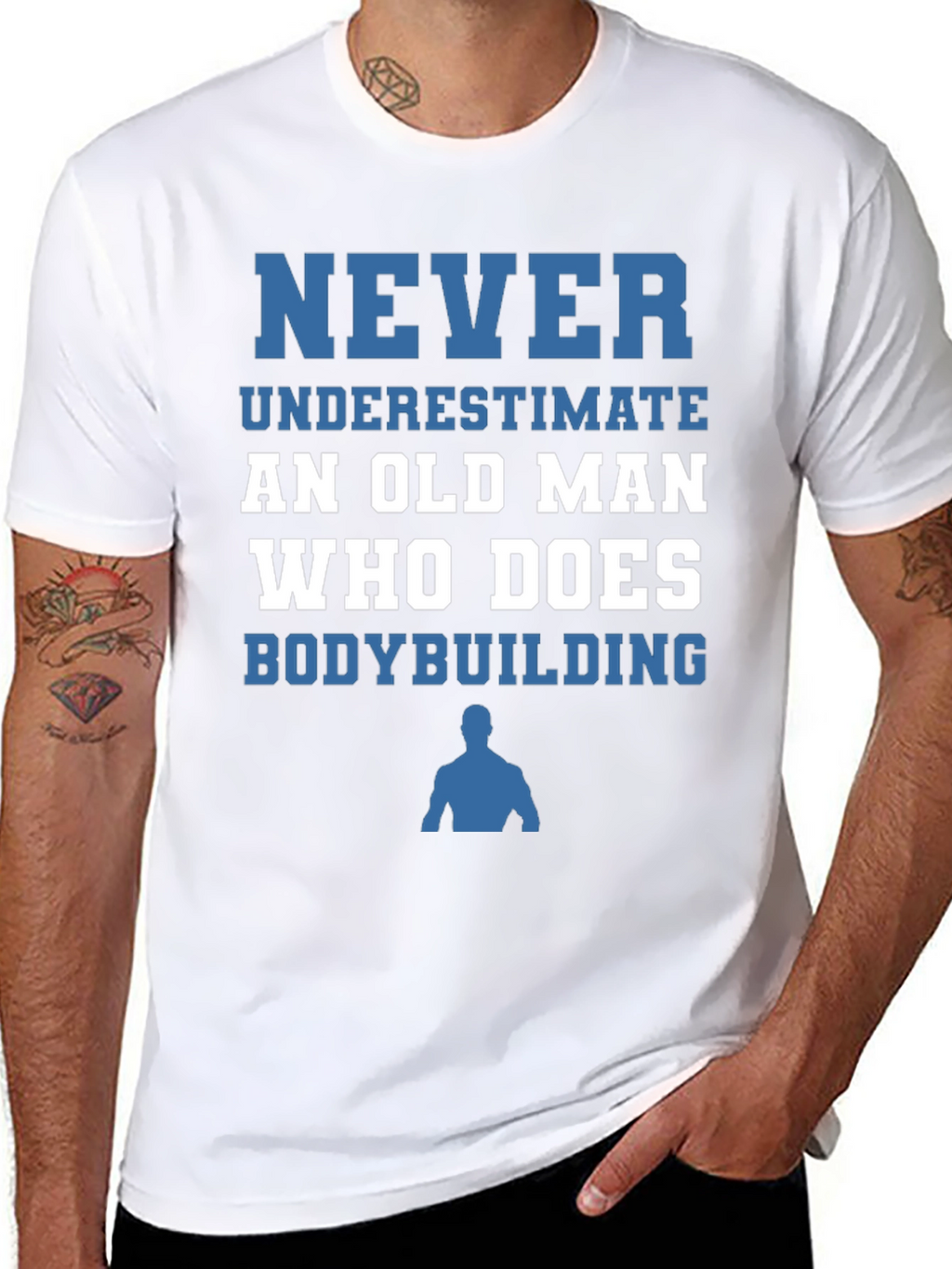 Never Underestimate Old Man Bodybuilding T-Shirt