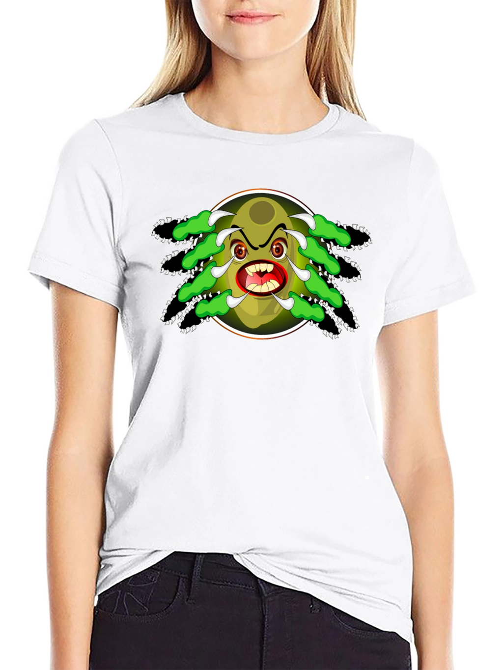Cartoon Monster Graphic Black T-Shirt