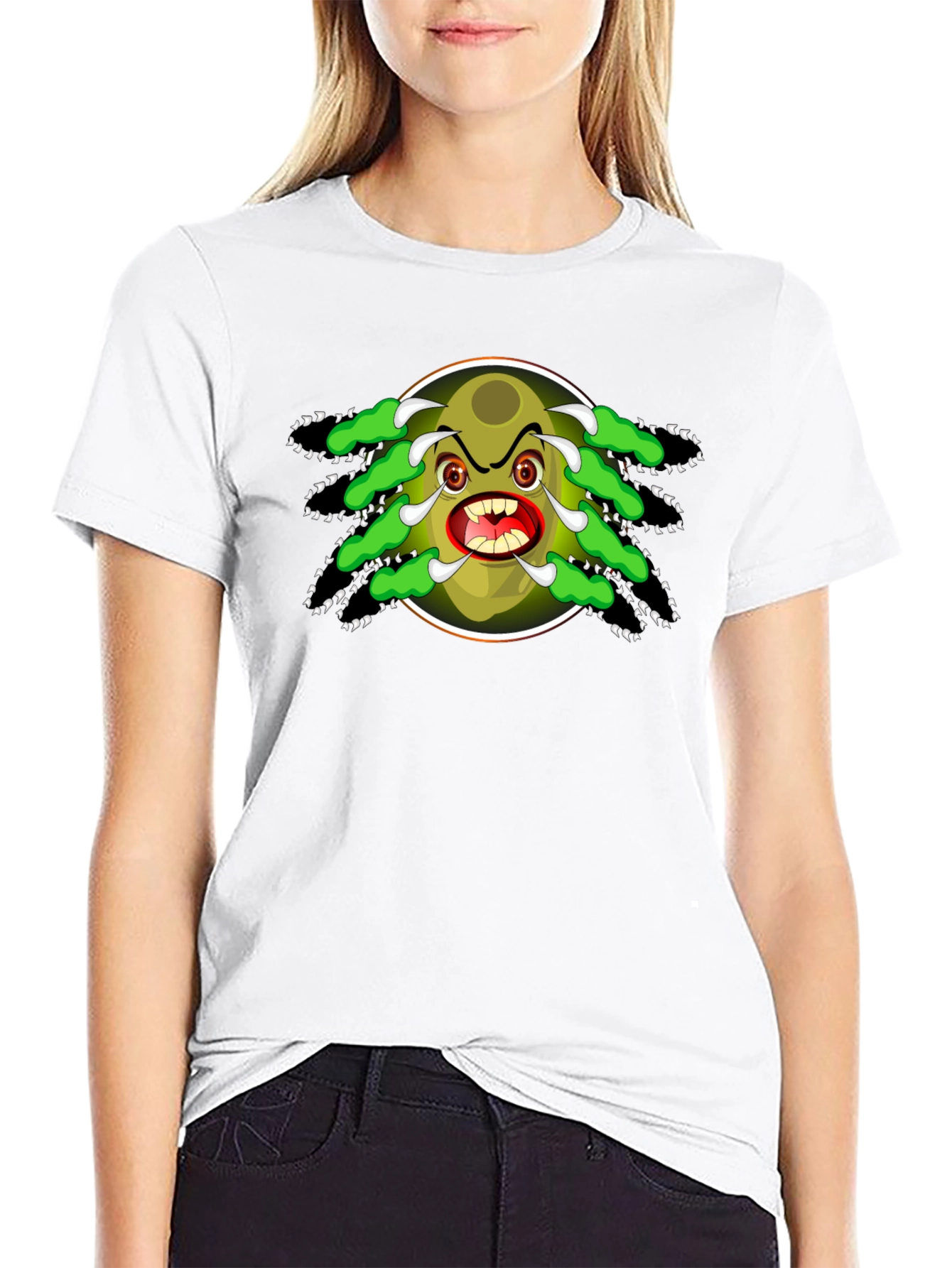 Cartoon Monster Graphic Black T-Shirt