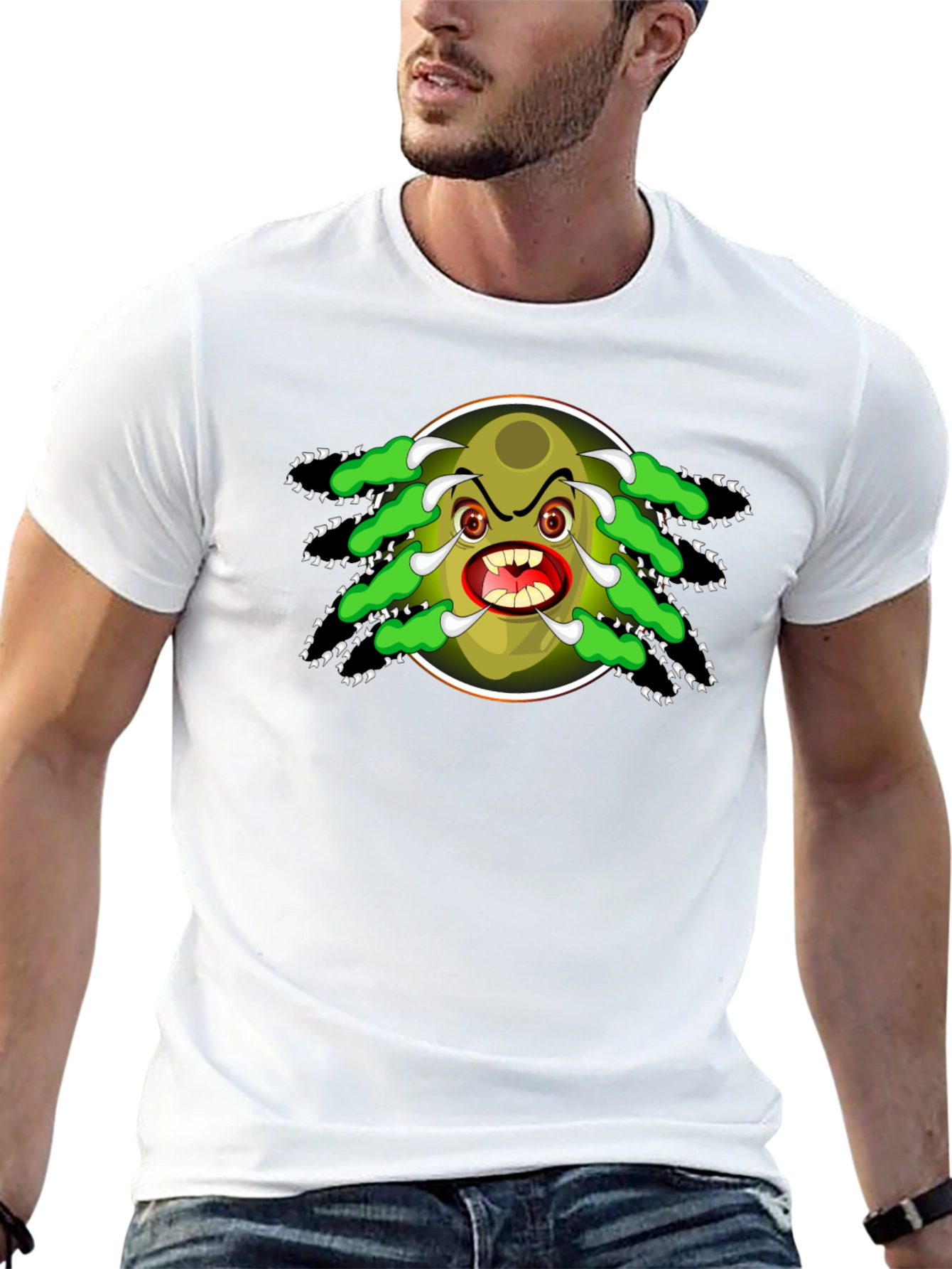 Cartoon Monster Graphic Black T-Shirt