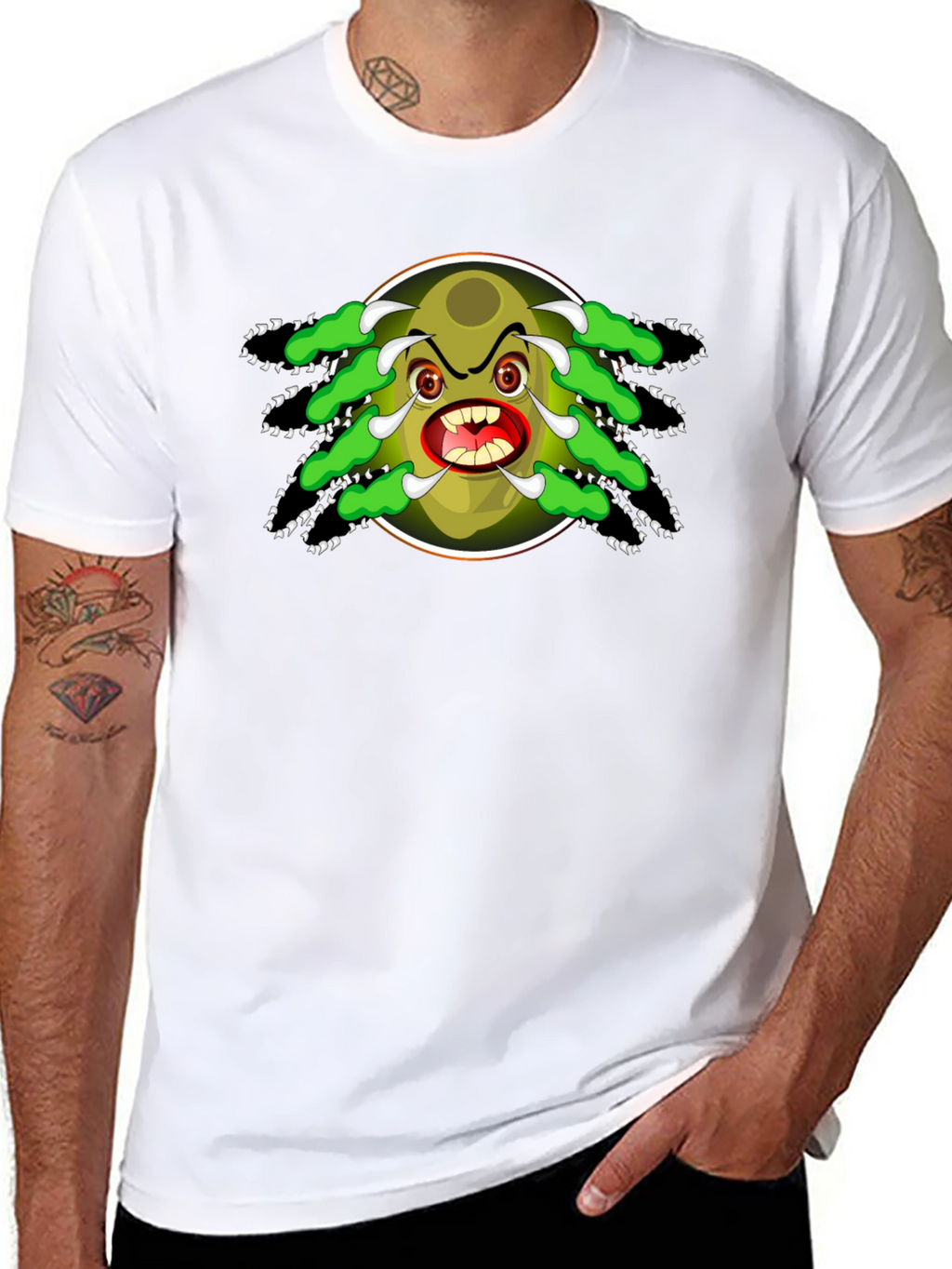 Cartoon Monster Graphic Black T-Shirt