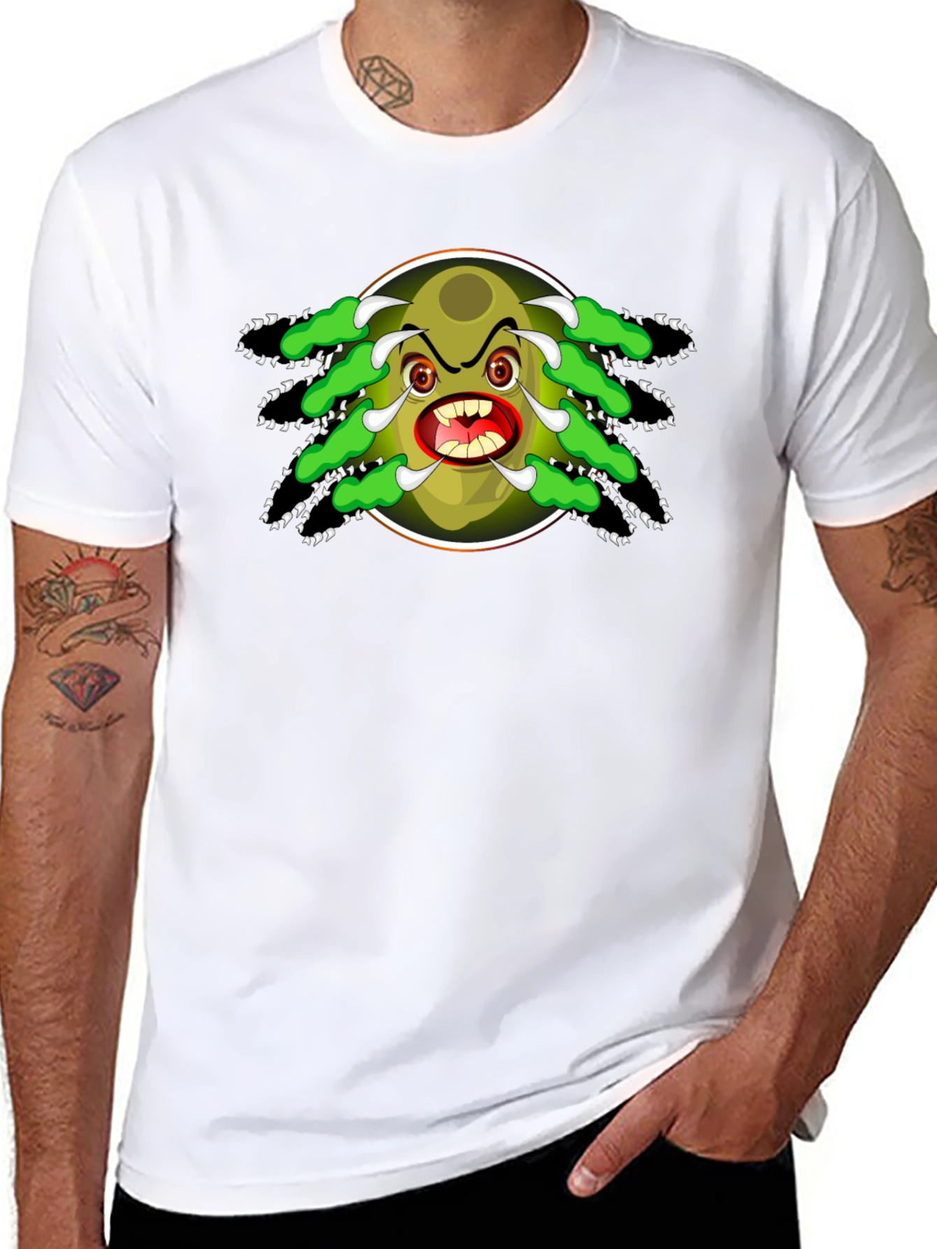 Cartoon Monster Graphic Black T-Shirt