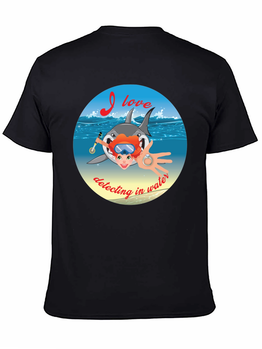 Diving Shark T-Shirt - Metal Detecting Water Design