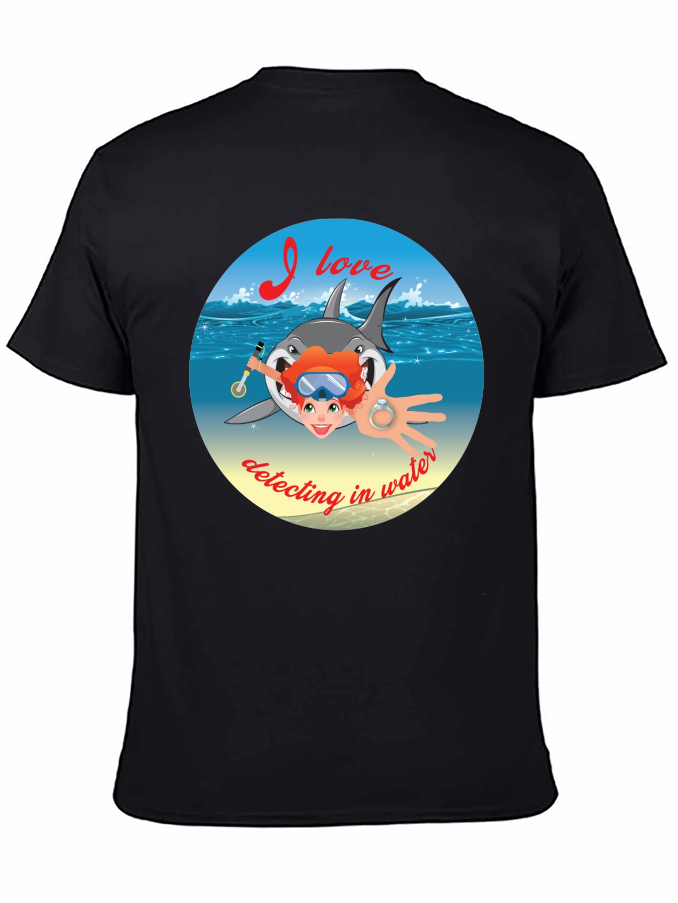 Diving Shark T-Shirt - Metal Detecting Water Design