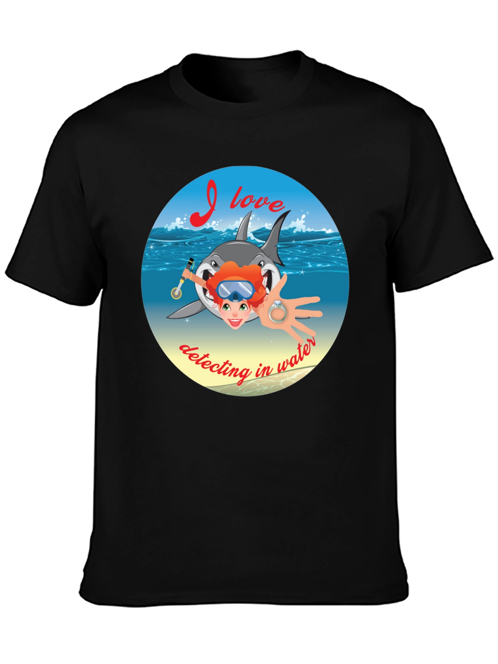 Diving Shark T-Shirt - Metal Detecting Water Design
