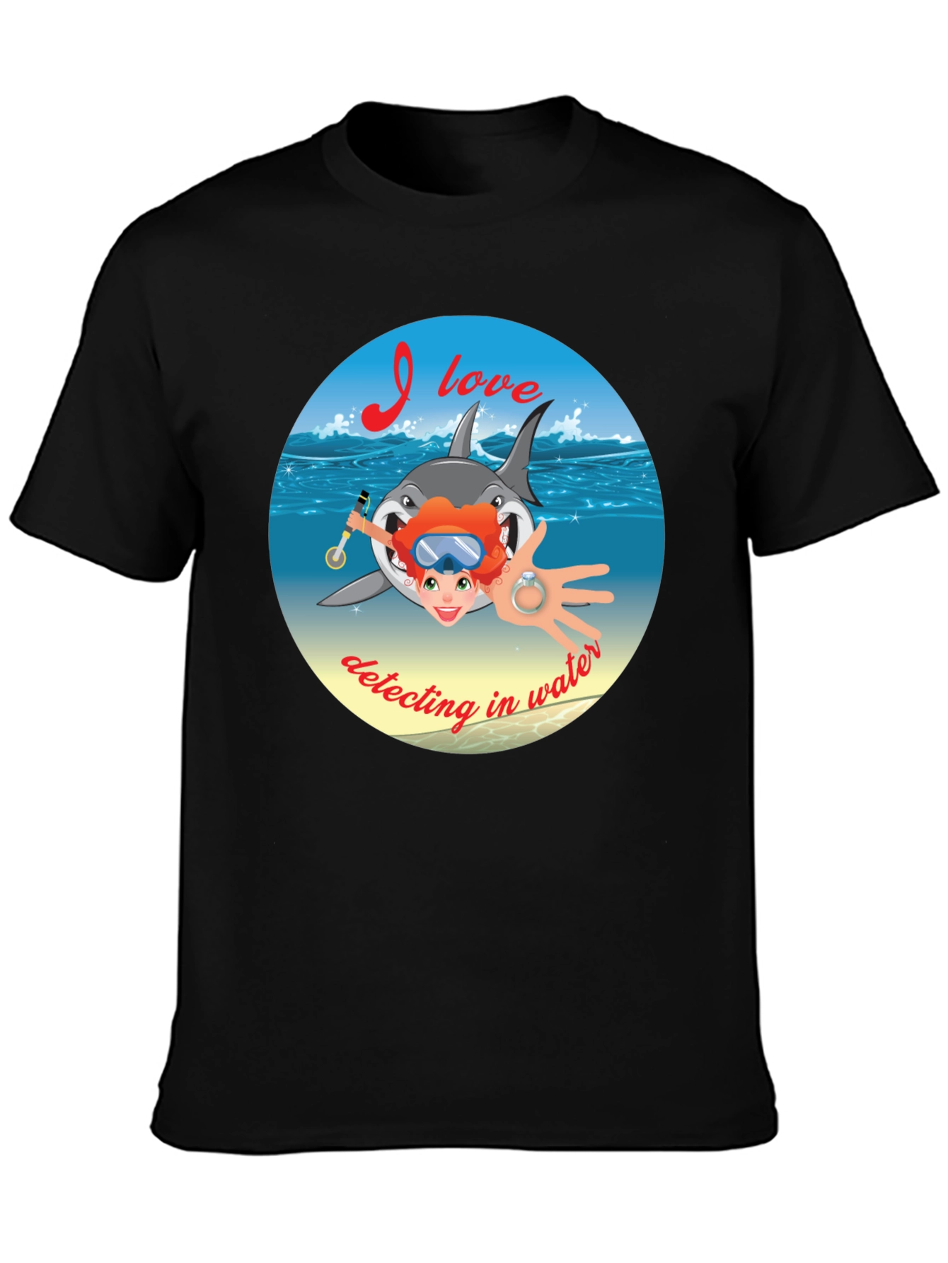 Diving Shark T-Shirt - Metal Detecting Water Design