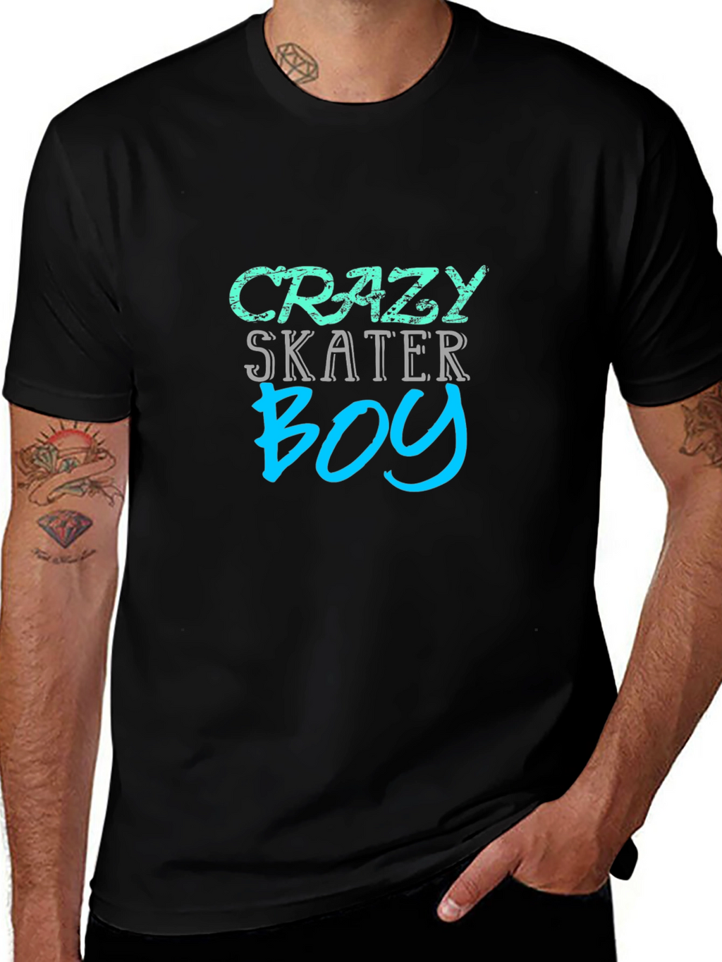 Crazy Skater Boy Graphic Tee - Black Casual Shirt