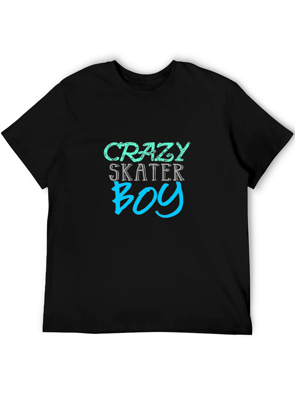 Crazy Skater Boy Graphic Tee - Black Casual Shirt