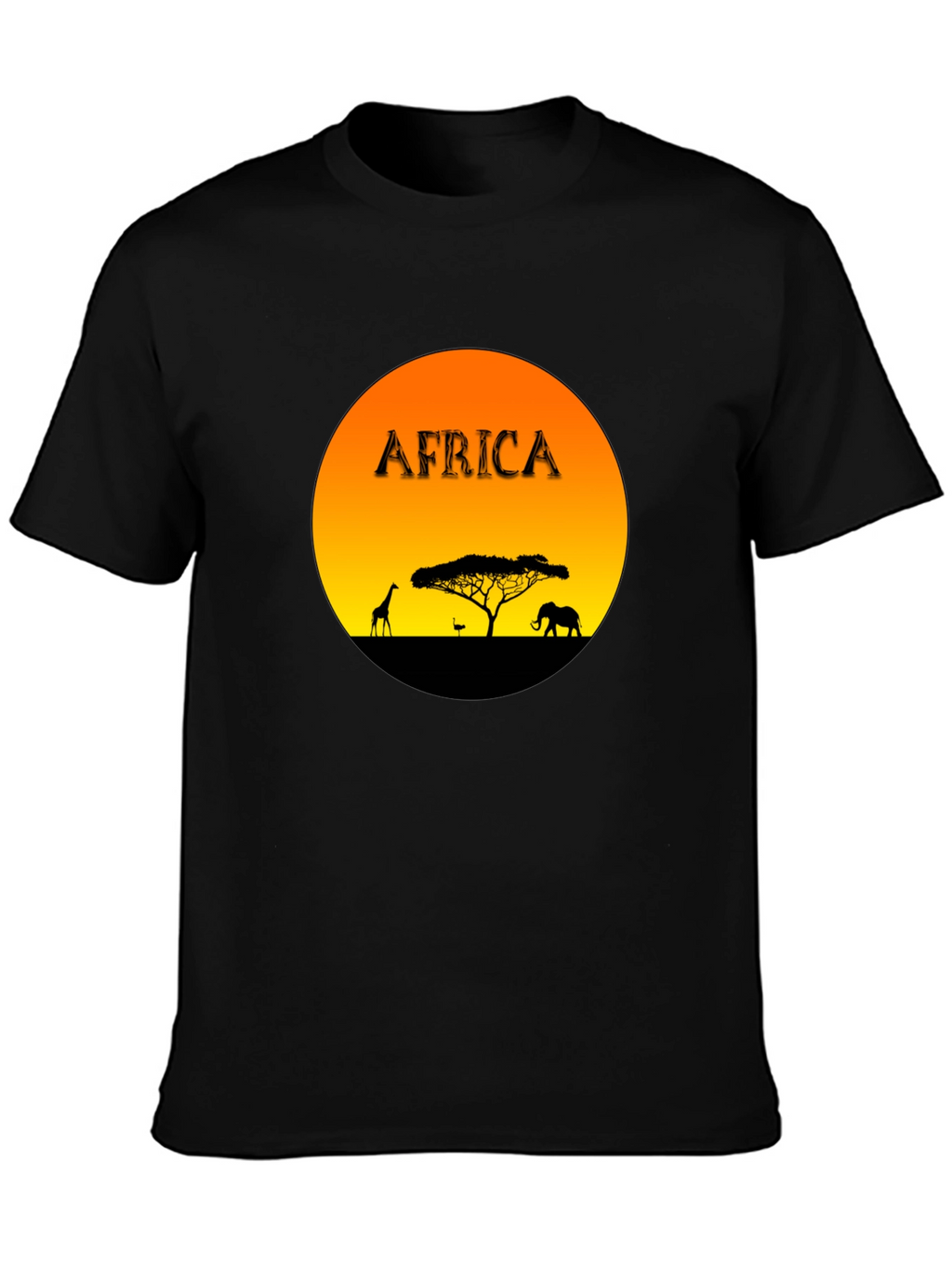 Africa Sunset Graphic Tee - Black Cotton Blend T-Shirt