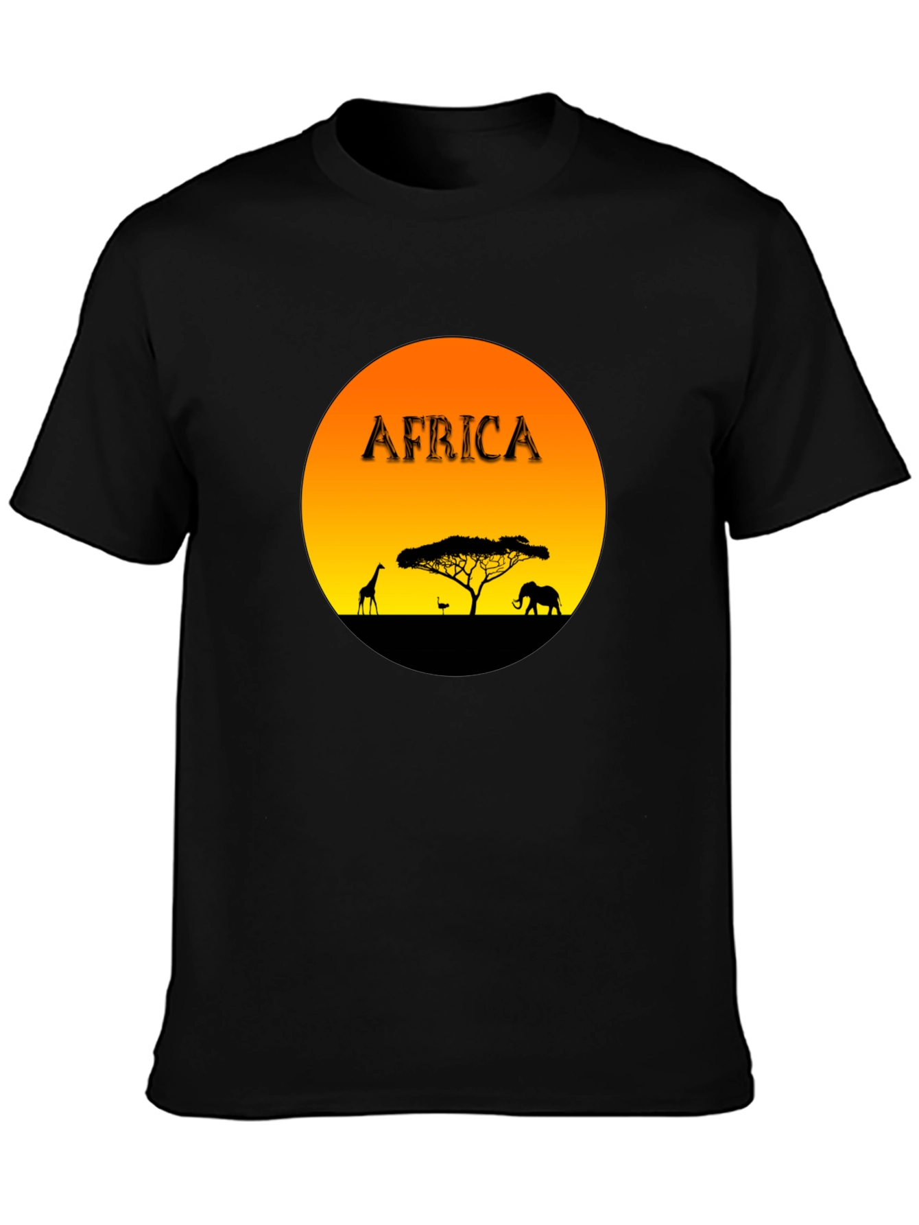 Africa Sunset Graphic Tee - Black Cotton Blend T-Shirt